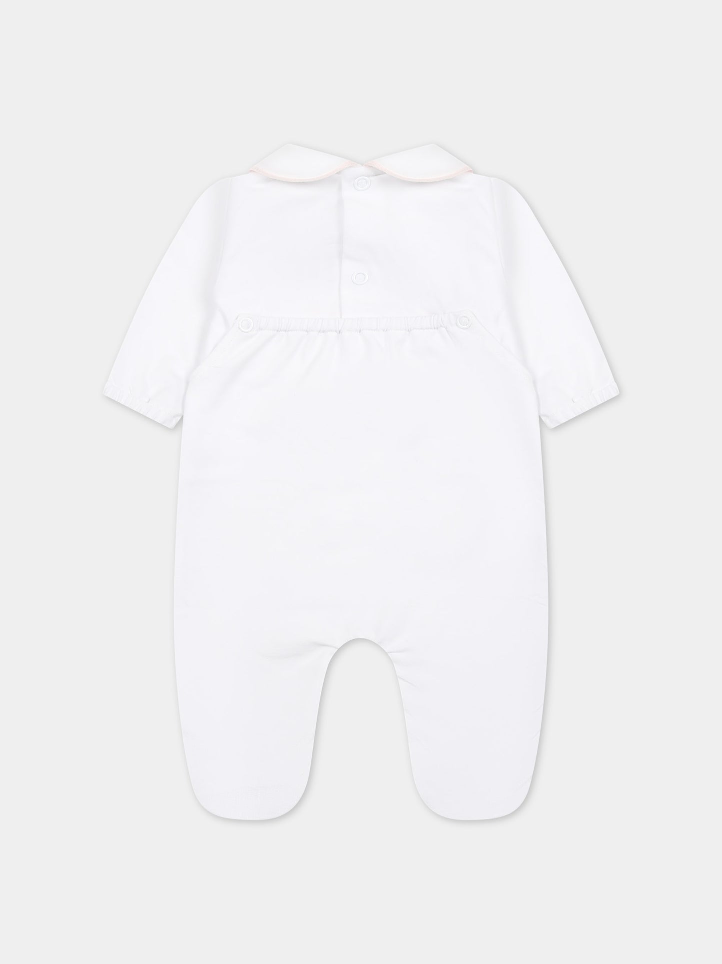 Tutina bianca per neonata con scritta,Little Bear,8044 BIANCO/ROSA