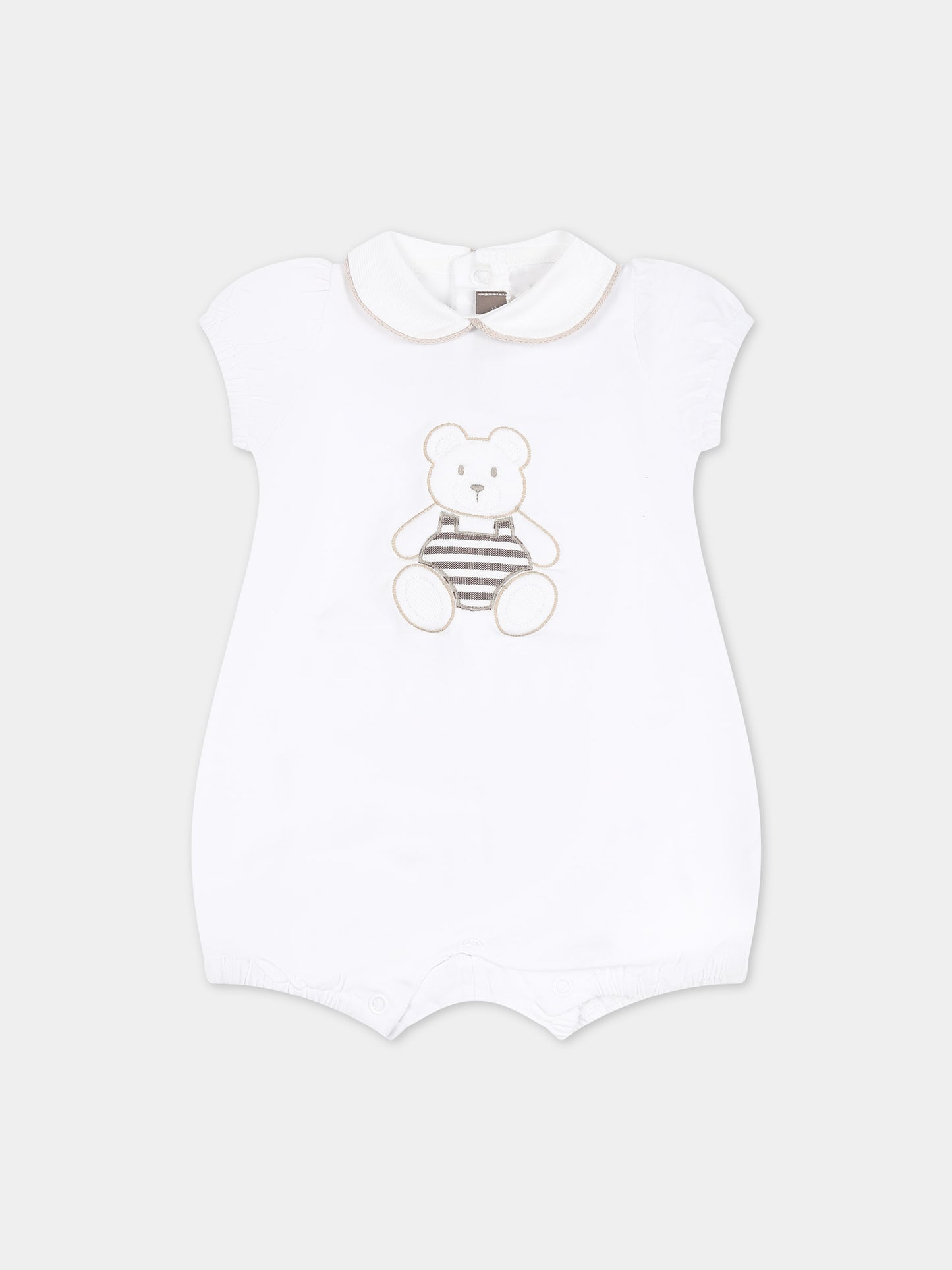Pagliaccetto bianco per neonati con orso,Little Bear,8056 BIANCO/CORDA