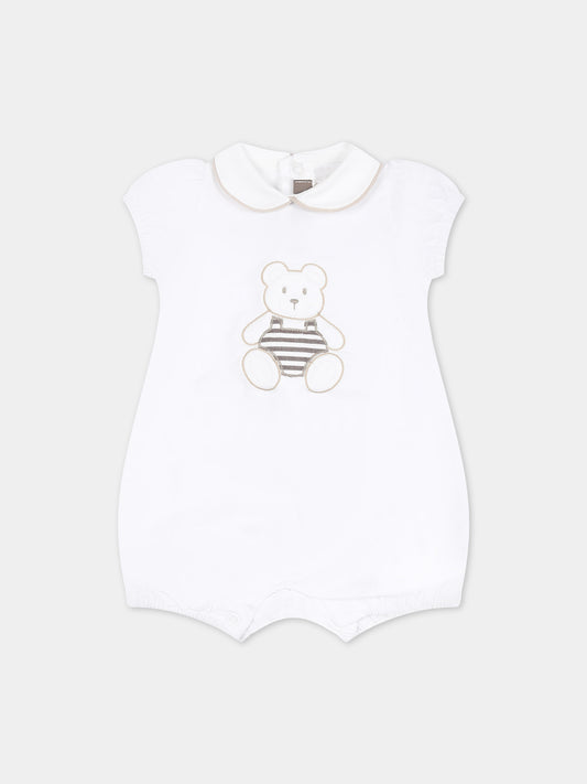 Pagliaccetto bianco per neonati con orso,Little Bear,8056 BIANCO/CORDA