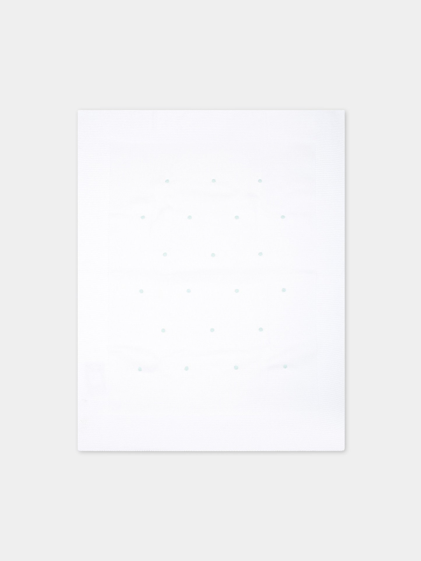 Coperta bianca per neonati con pois verdi,Little Bear,8102 BIANCO/MENTA