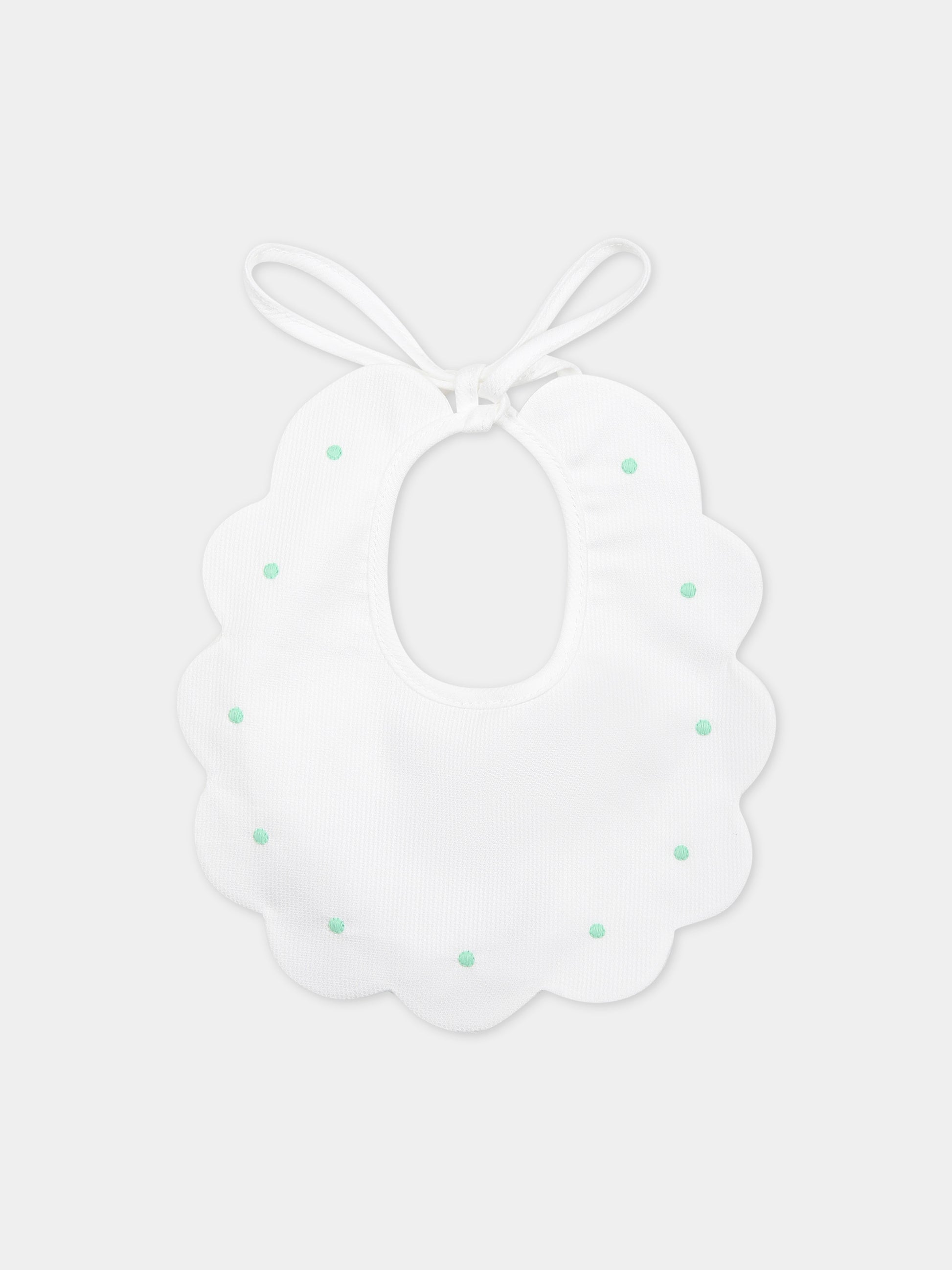Bavaglino bianco per neonati con pois,Little Bear,2042 BIANCO/MENTA
