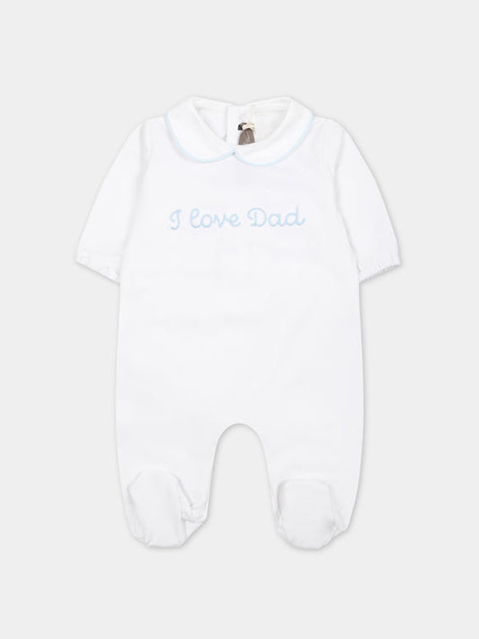 Tutina bianca per neonato con scritta,Little Bear,8045 BIANCO/CIELO