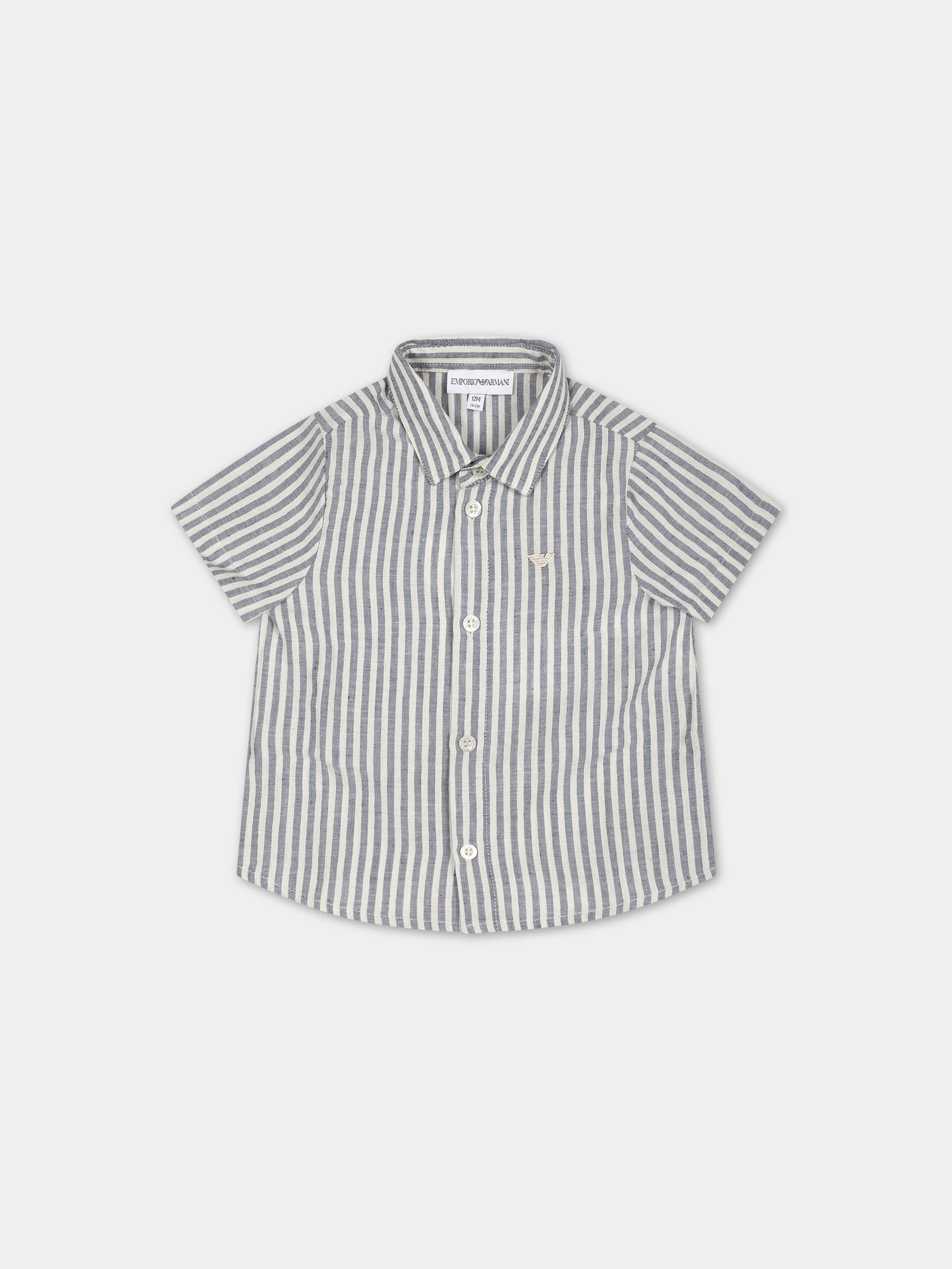 Camicia grigia per neonato con aquilotto,Emporio Armani,3DHCJF 4N8KZ F147