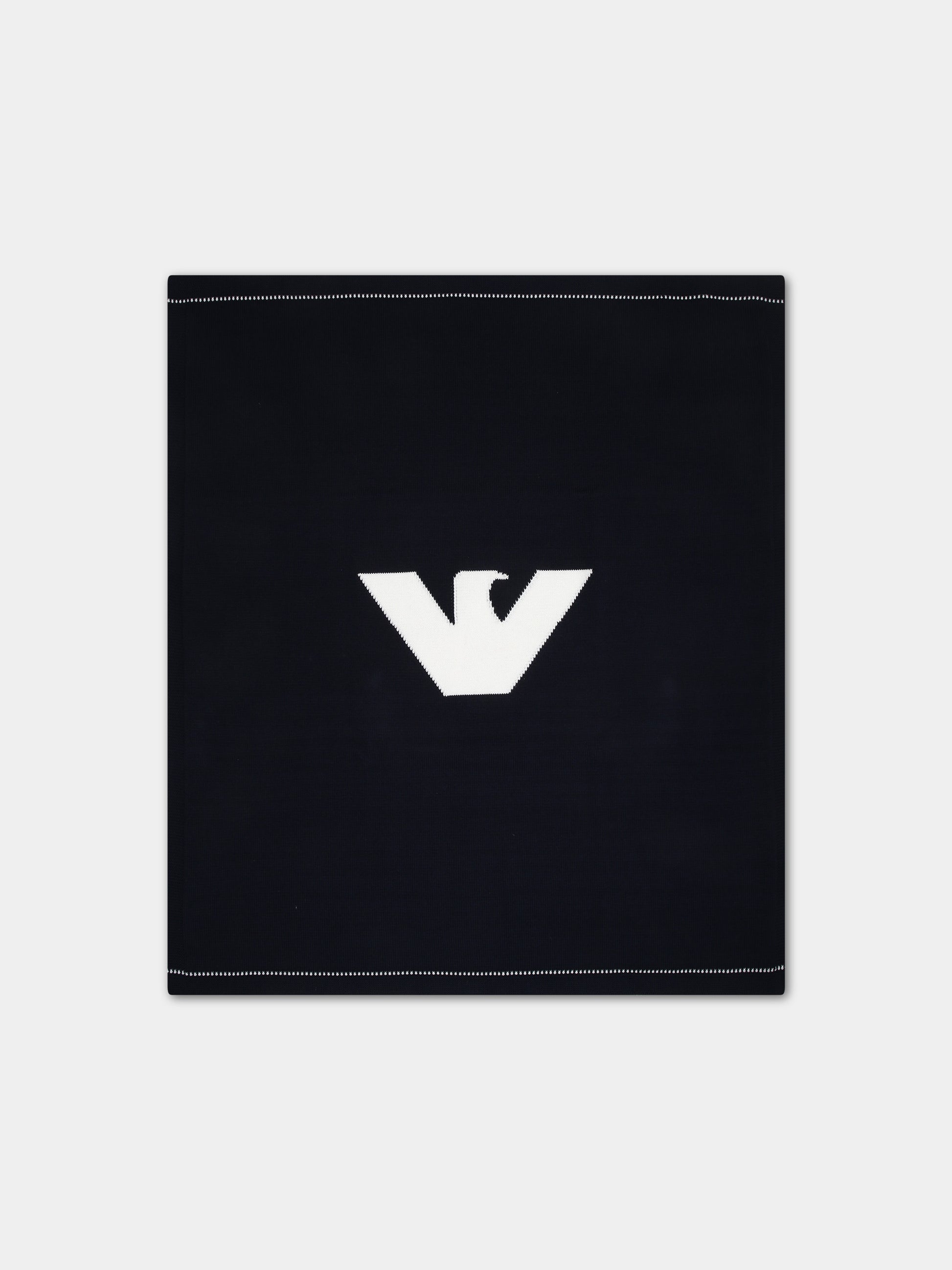 Coperta blu per neonato con iconico aquilotto,Armani Junior,3DN850 NM0BZ 0920