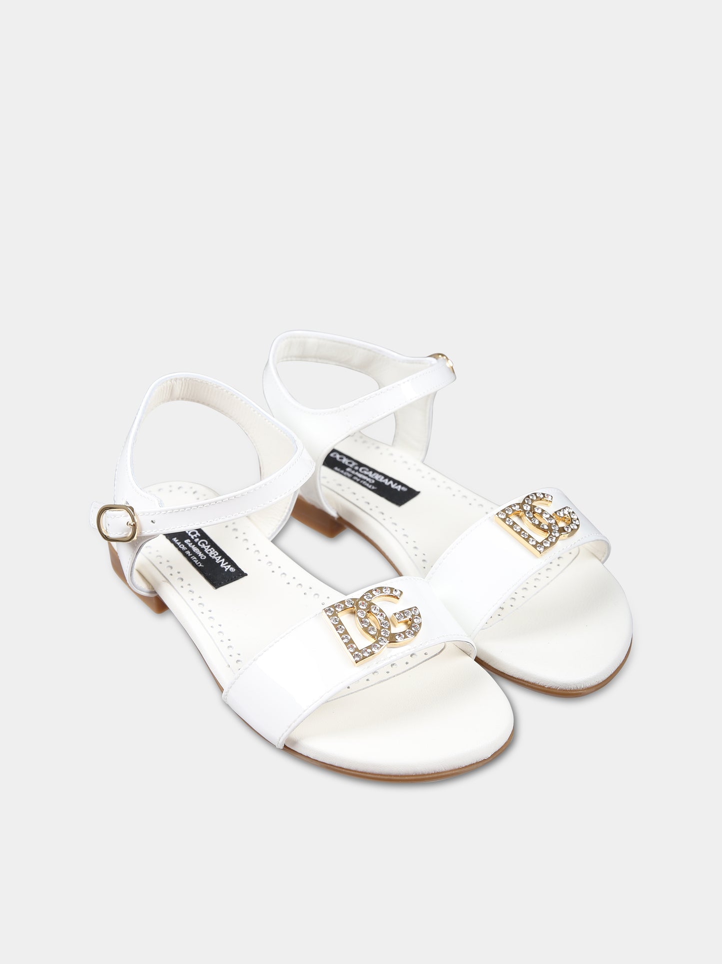 Sandali bianchi per bambina con monogramma,Dolce & Gabbana Kids,D11048 A1153 87682