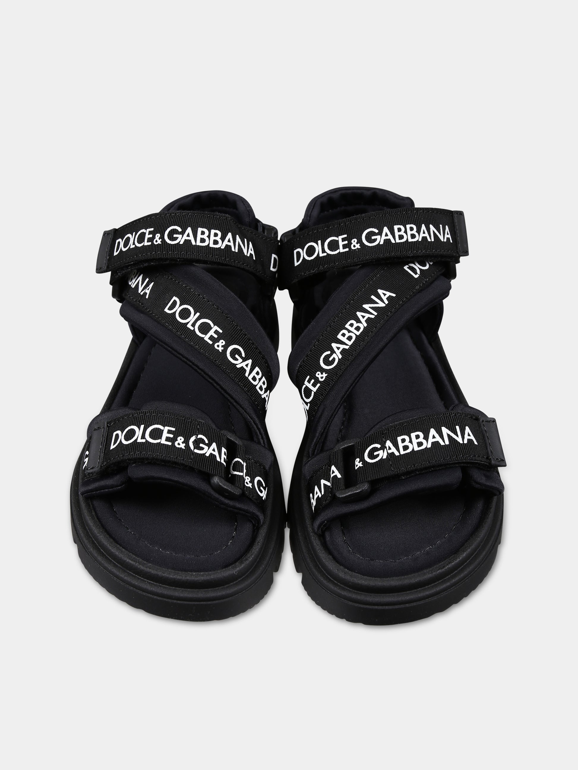 Sandali neri per bambina con logo,Dolce & Gabbana Kids,DA5205 AB028 89690