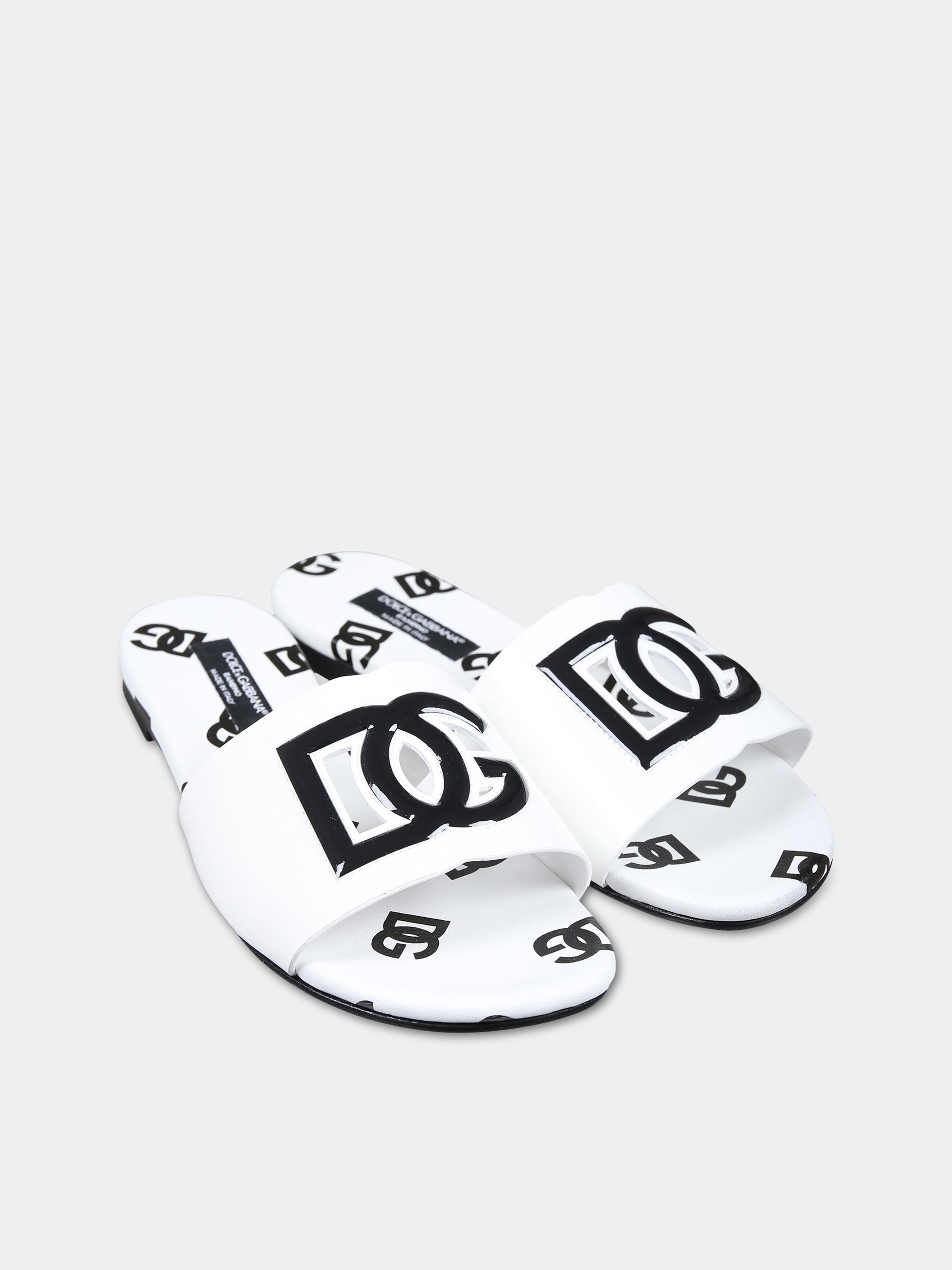 Ciabatte bianche per bambina con logo,Dolce & Gabbana Kids,D11032 AP449 HAVAN