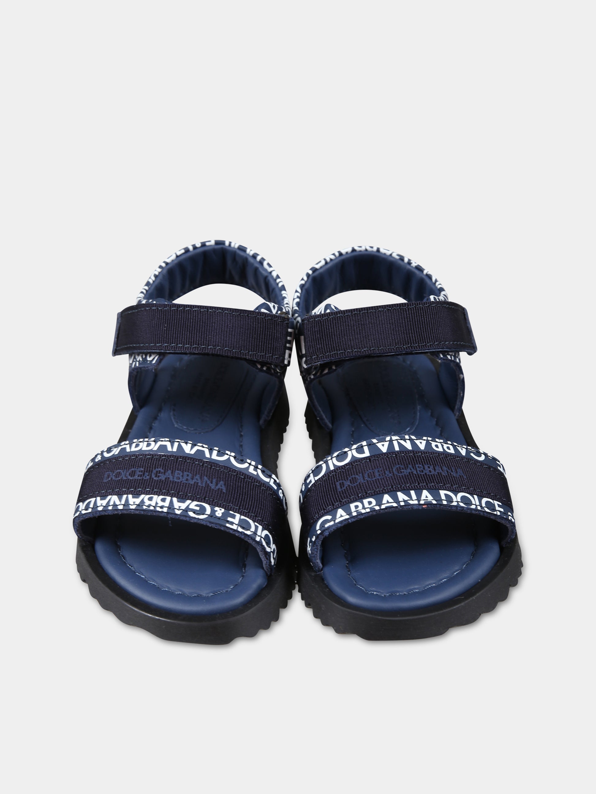 Sandali blu per bambini con logo,Dolce & Gabbana Kids,DL0078 AX182 HBXCW