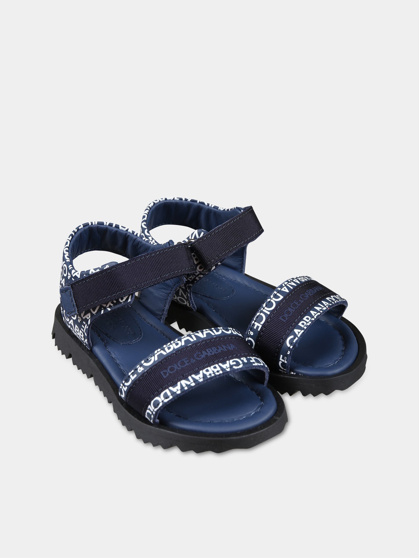 Sandali blu per bambini con logo,Dolce & Gabbana Kids,DL0078 AX182 HBXCW