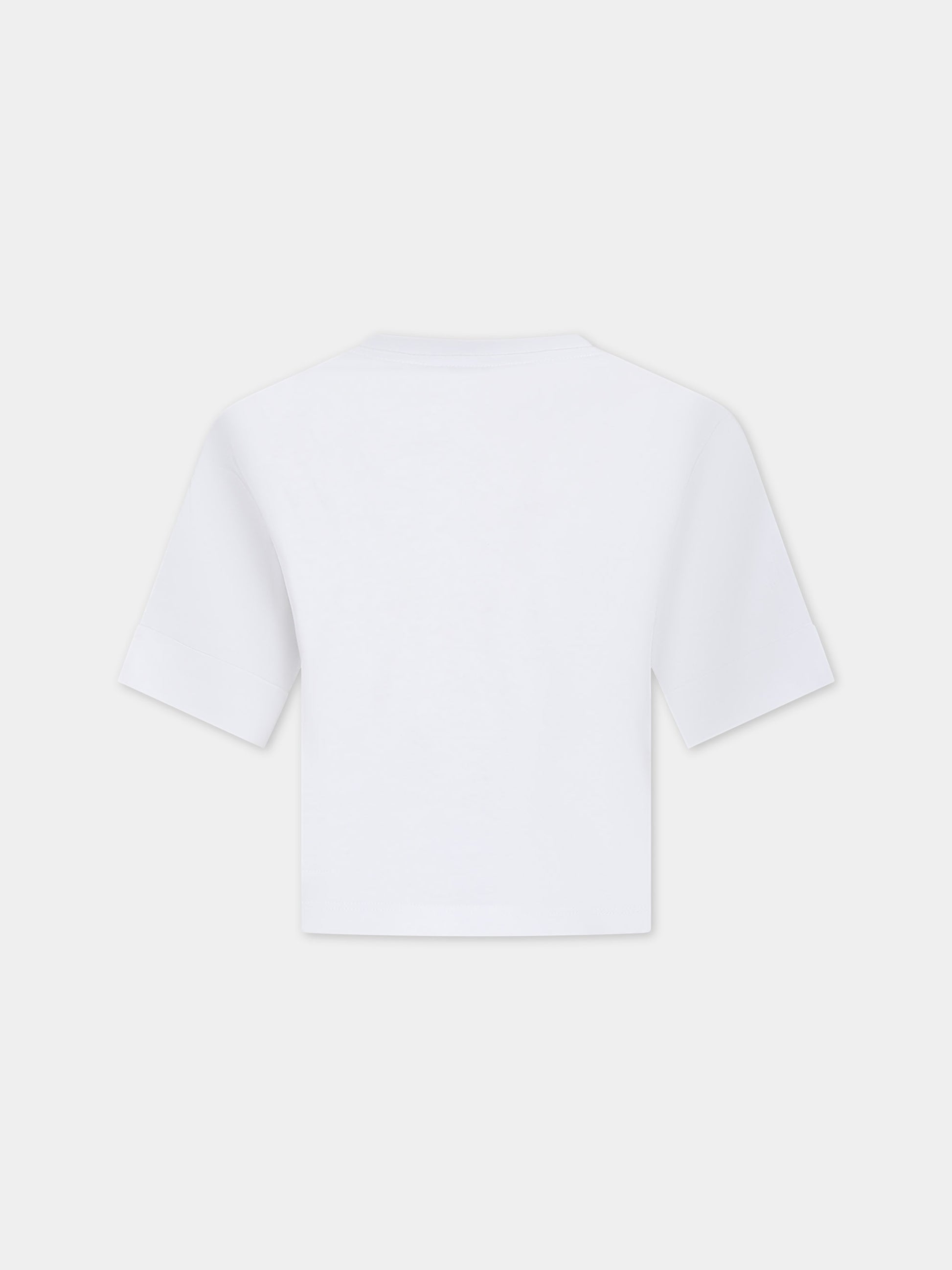 T-shirt bianca per bambina con stampa multicolor,Dolce & Gabbana Kids,L5JTMV G7L7Y W0800