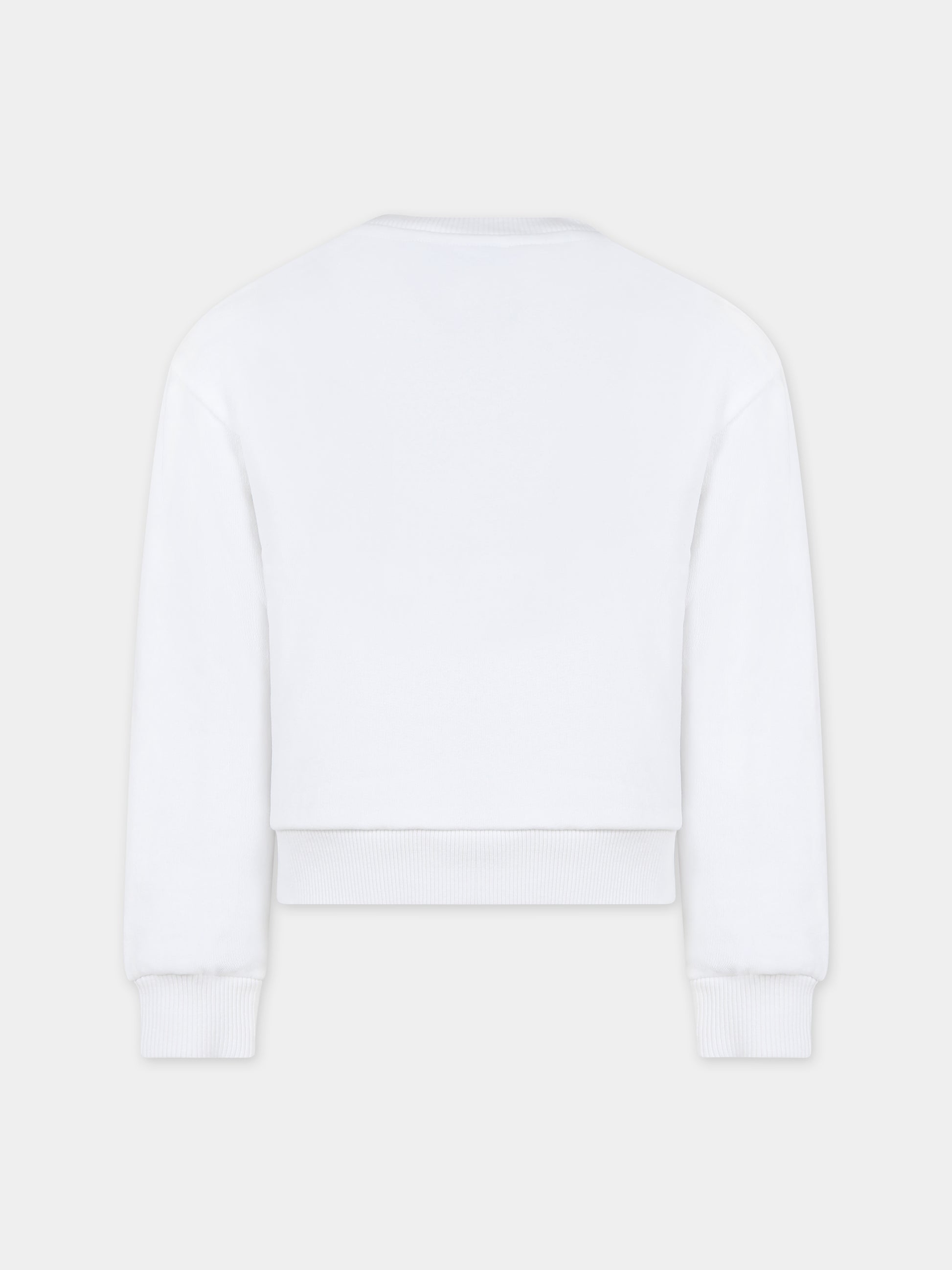Felpa bianca per bambini con iconico monogramma,Dolce & Gabbana Kids,L4JWHZ G7L4N W0800