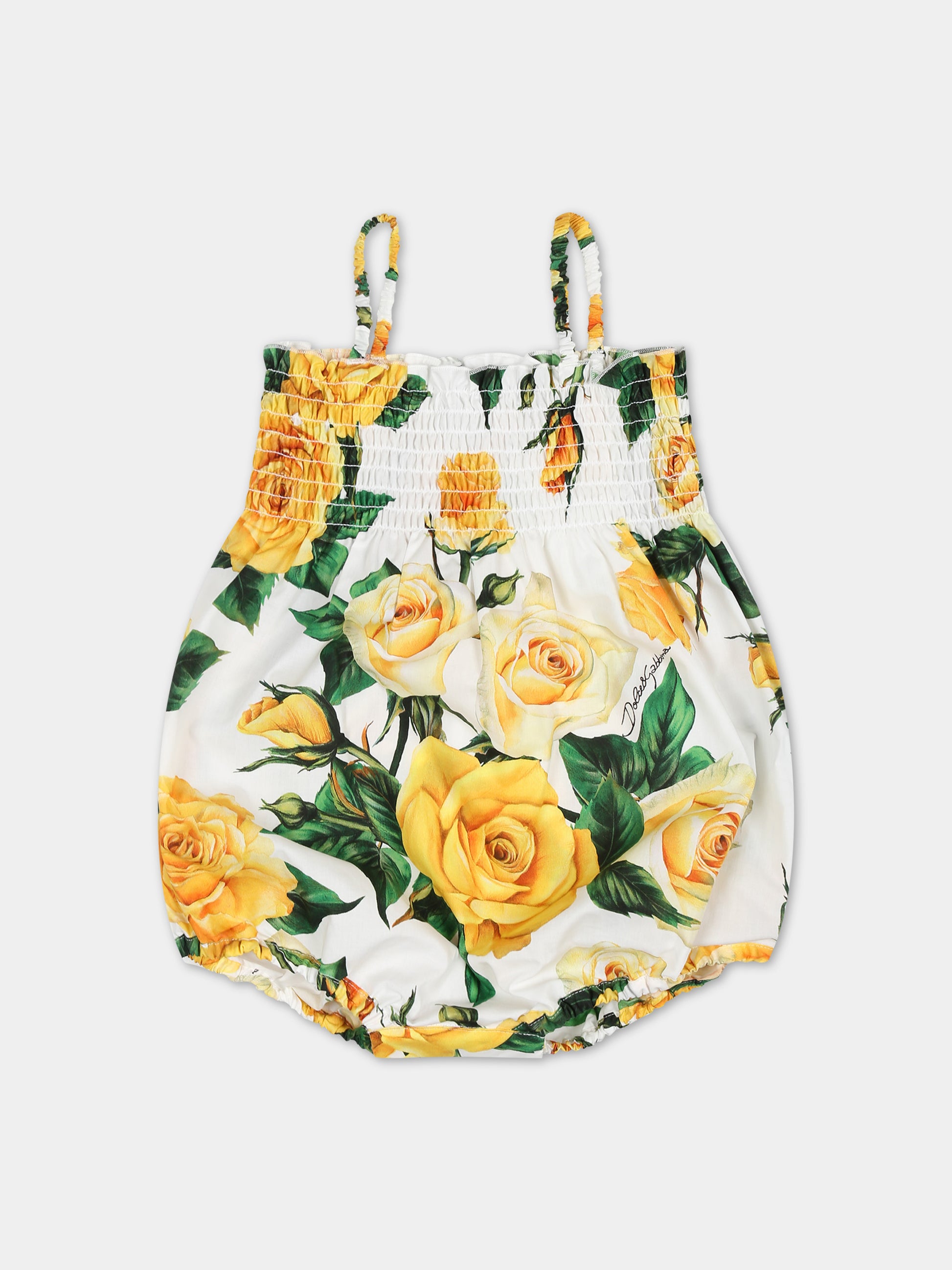 Pagliaccetto bianco per neonata a fantasia flowering,Dolce & Gabbana Kids,L21O70 HS5QR HA3VO