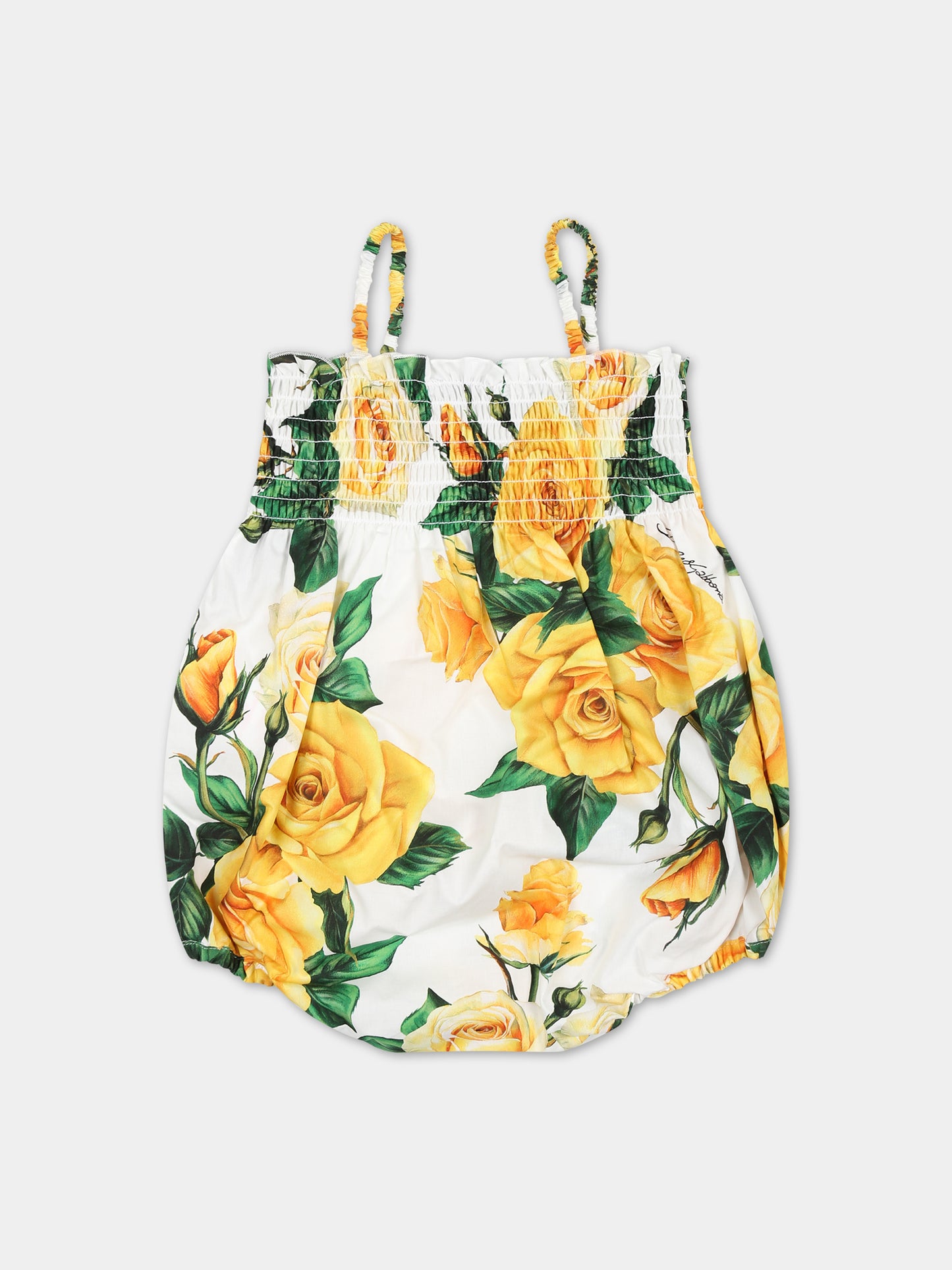 Pagliaccetto bianco per neonata a fantasia flowering,Dolce & Gabbana Kids,L21O70 HS5QR HA3VO