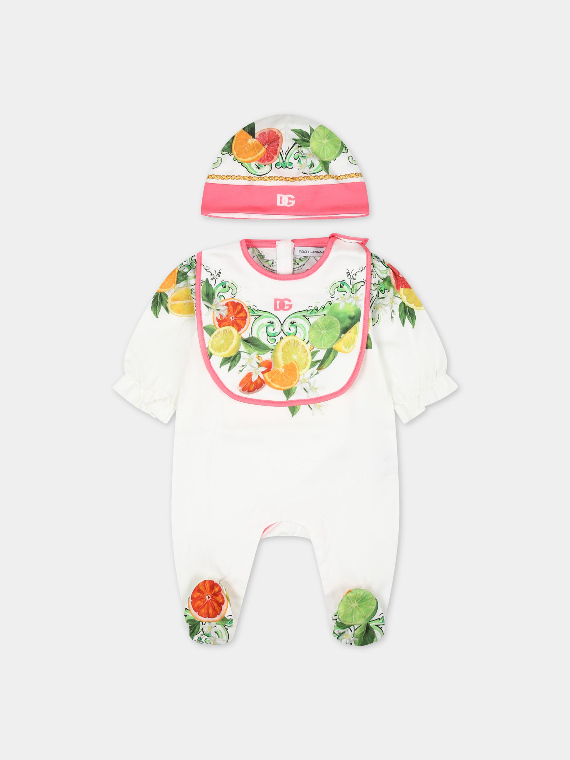 Set tutina bianca per neonata,Dolce & Gabbana Kids,L2JOY9 G7M6B HV5AN