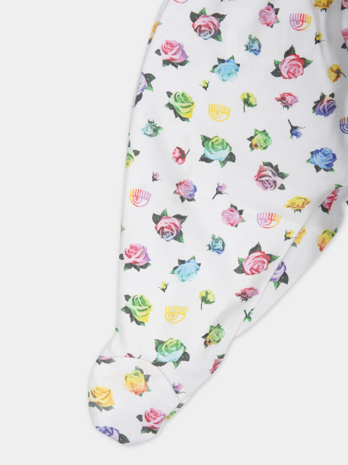 Completo bianco per neonata con eyes flirting e rose multicolor,Chiara Ferragni Collection,55C501 3000 9984
