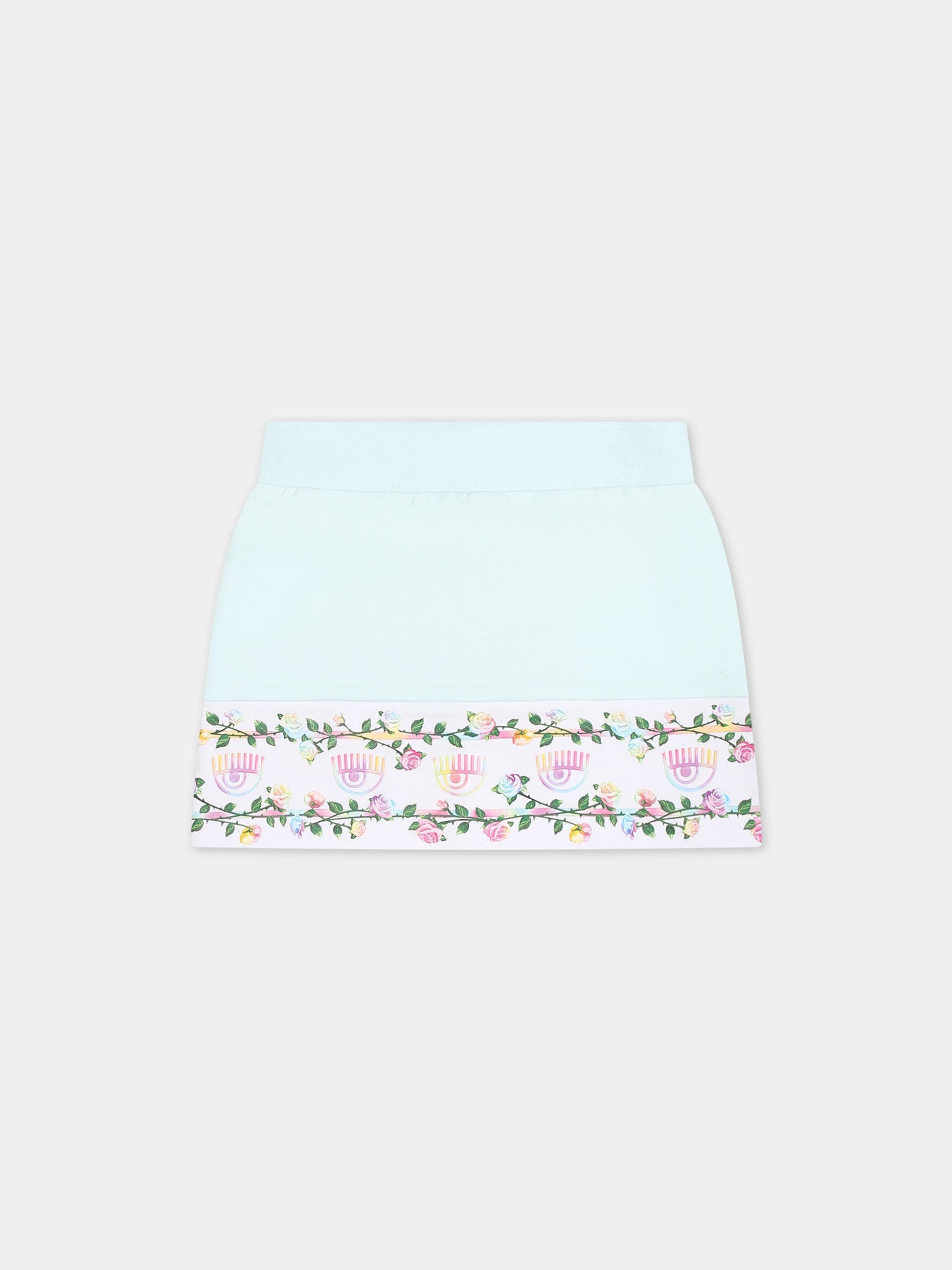 Gonna casual celeste per neonata con eyestar,Chiara Ferragni Collection,53C700 3020 052F