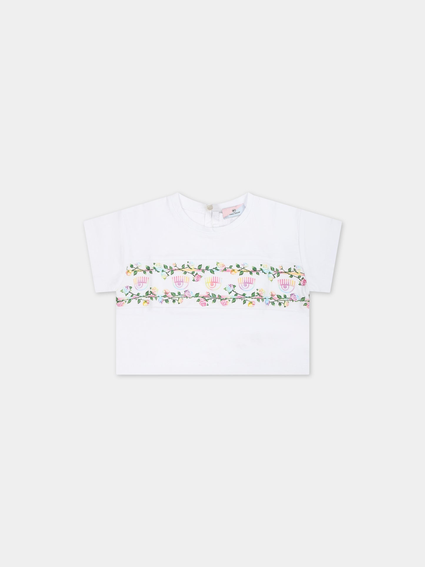 T-shirt bianca per neonata con eyestar,Chiara Ferragni Collection,53C601 3021 0099