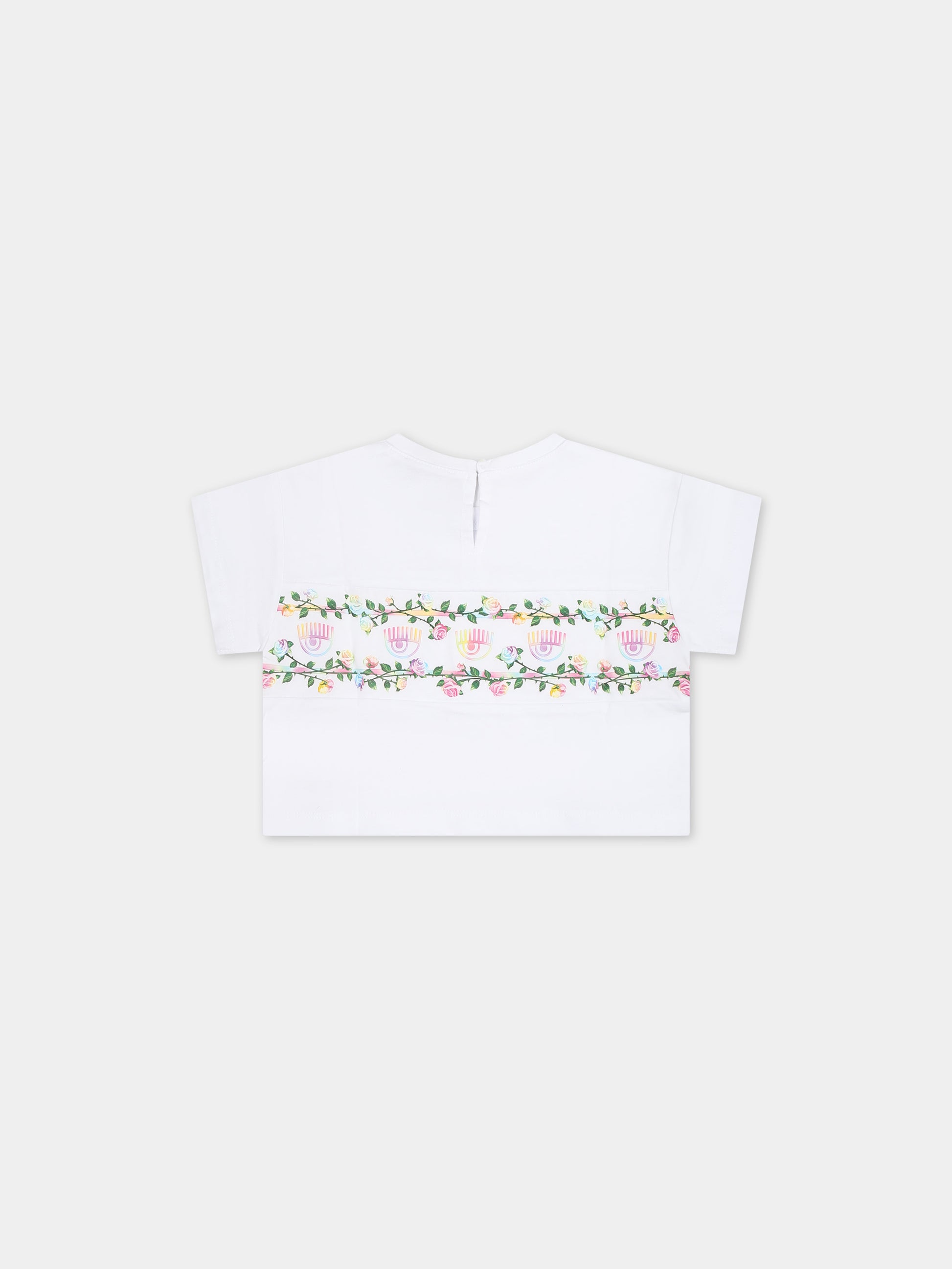T-shirt bianca per neonata con eyestar,Chiara Ferragni Collection,53C601 3021 0099
