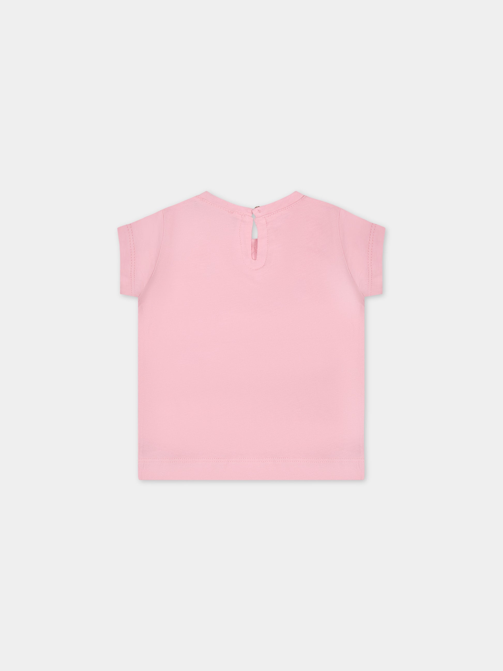 T-shirt rosa per bambina con eye flirting e cuore,Chiara Ferragni Collection,53C602 3021 090F