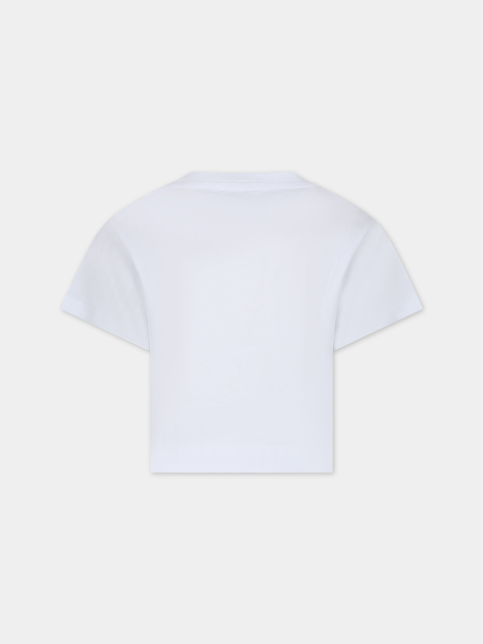 T-shirt bianca per bambina con ciliegie e logo,Chiara Ferragni Collection,59C604 3003 0099