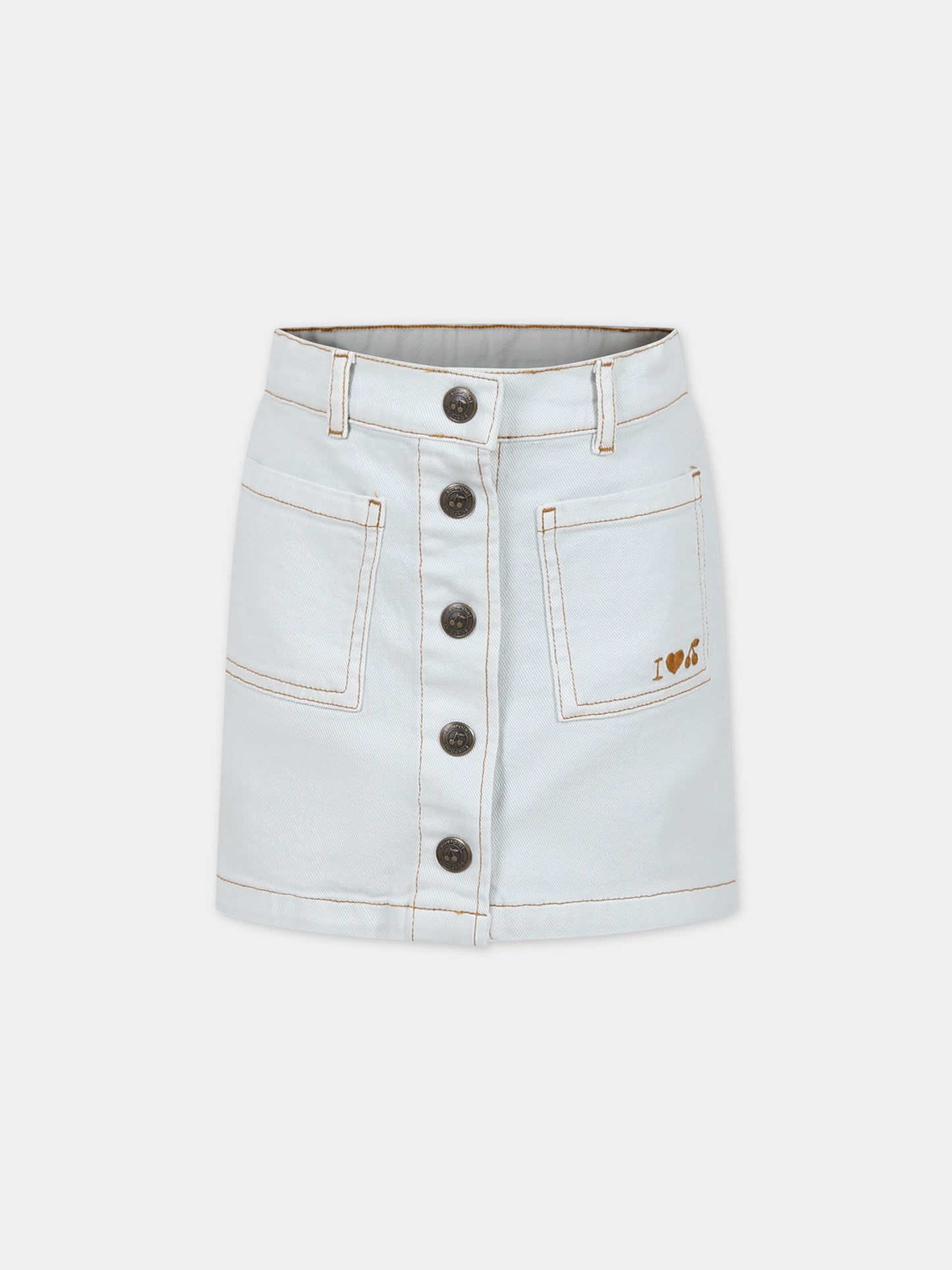 Gonna in denim per bambina con bottoni sulla parte anteriore,Bonpoint,S04GSKW00052 012