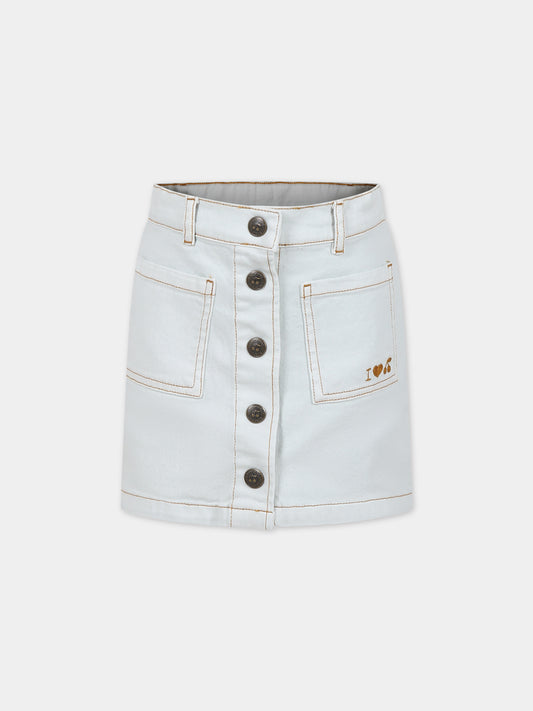 Gonna in denim per bambina con bottoni sulla parte anteriore,Bonpoint,S04GSKW00052 012