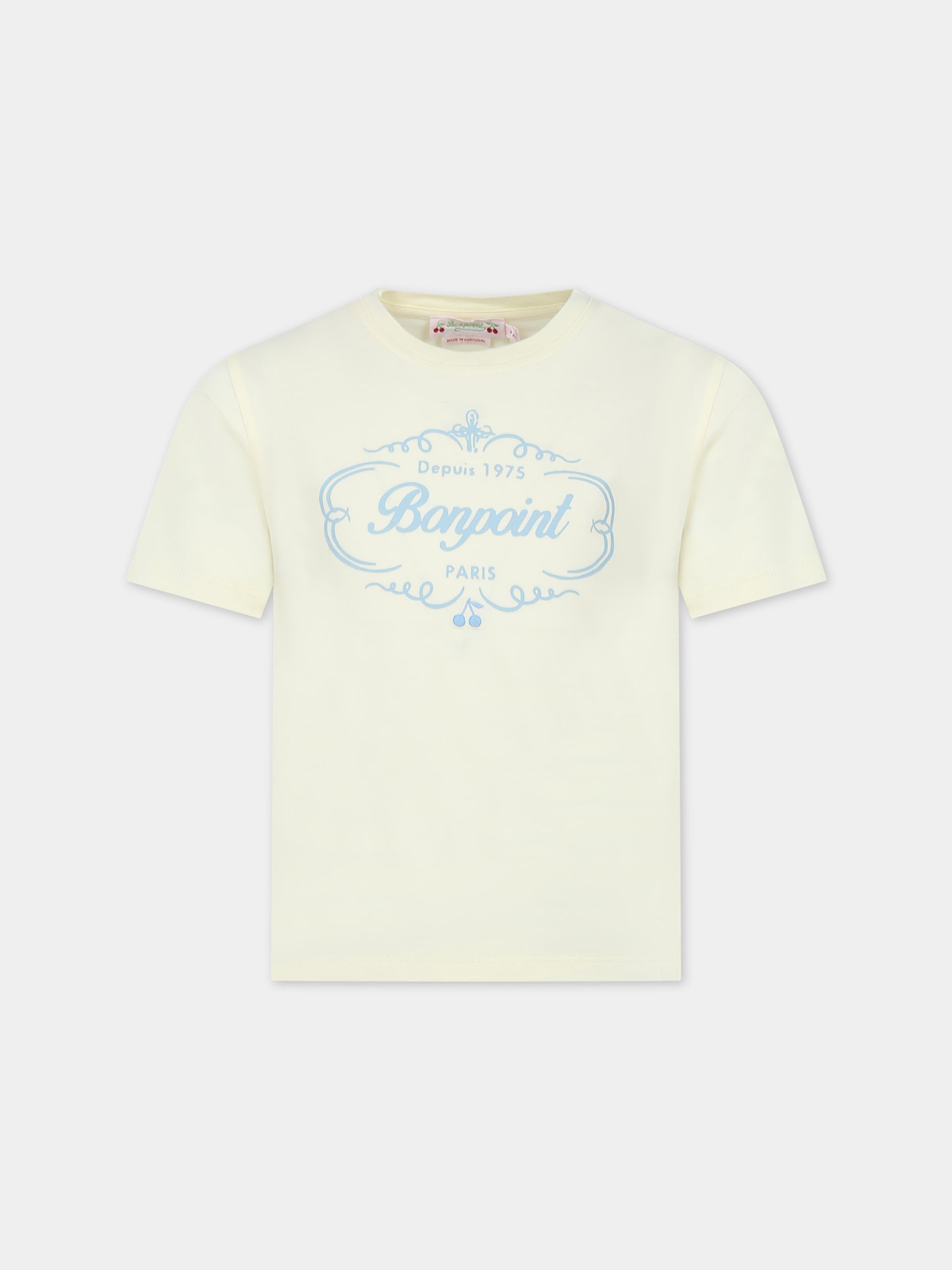 T-shirt avorio per bambina con logo,Bonpoint,S04GTSK00009 131A