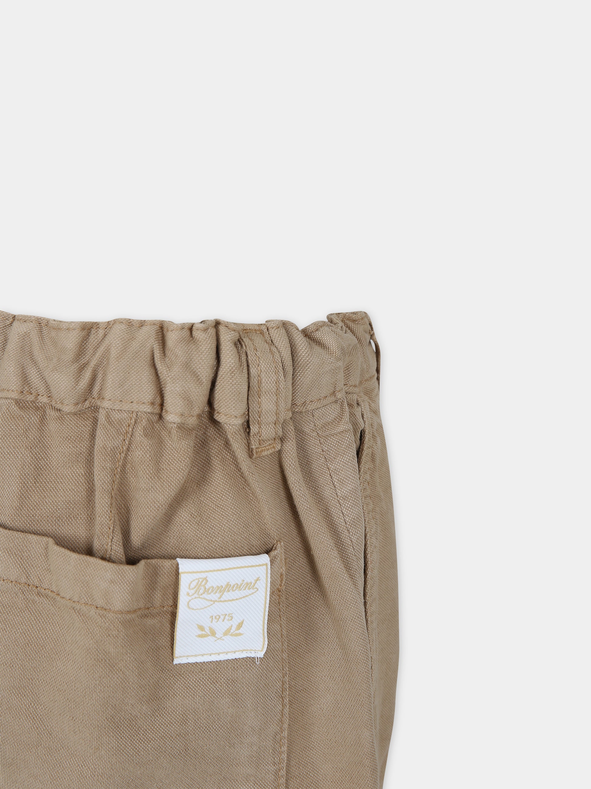 Shorts beige per bambino con tasconi,Bonpoint,S04BBEW00009 005