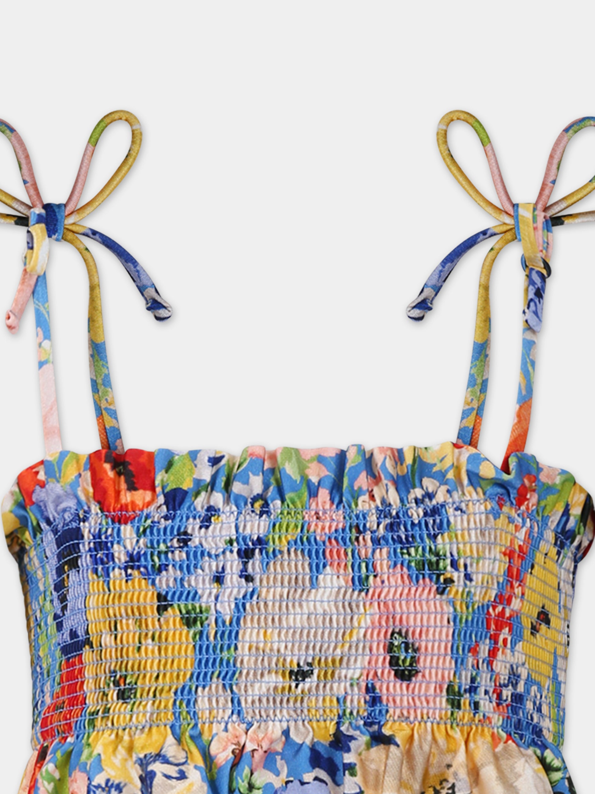 Bikini azzurro per bambina con stampa floreale,Zimmermann,9007WRS241 BLUE FLORAL