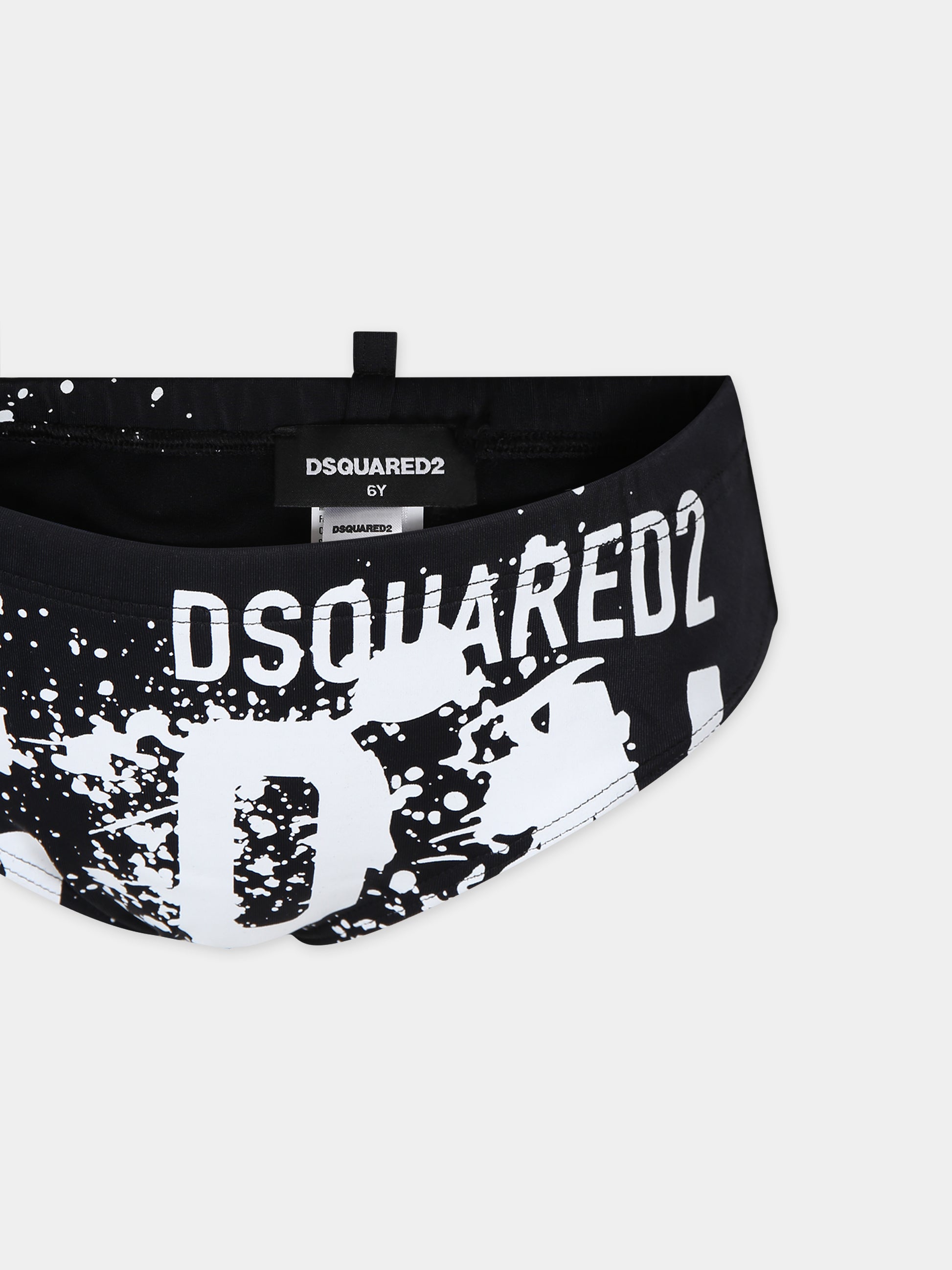 Slip mare nero per bambino con logo,Dsquared2,DQ2324 D000V D2M108M DQ900