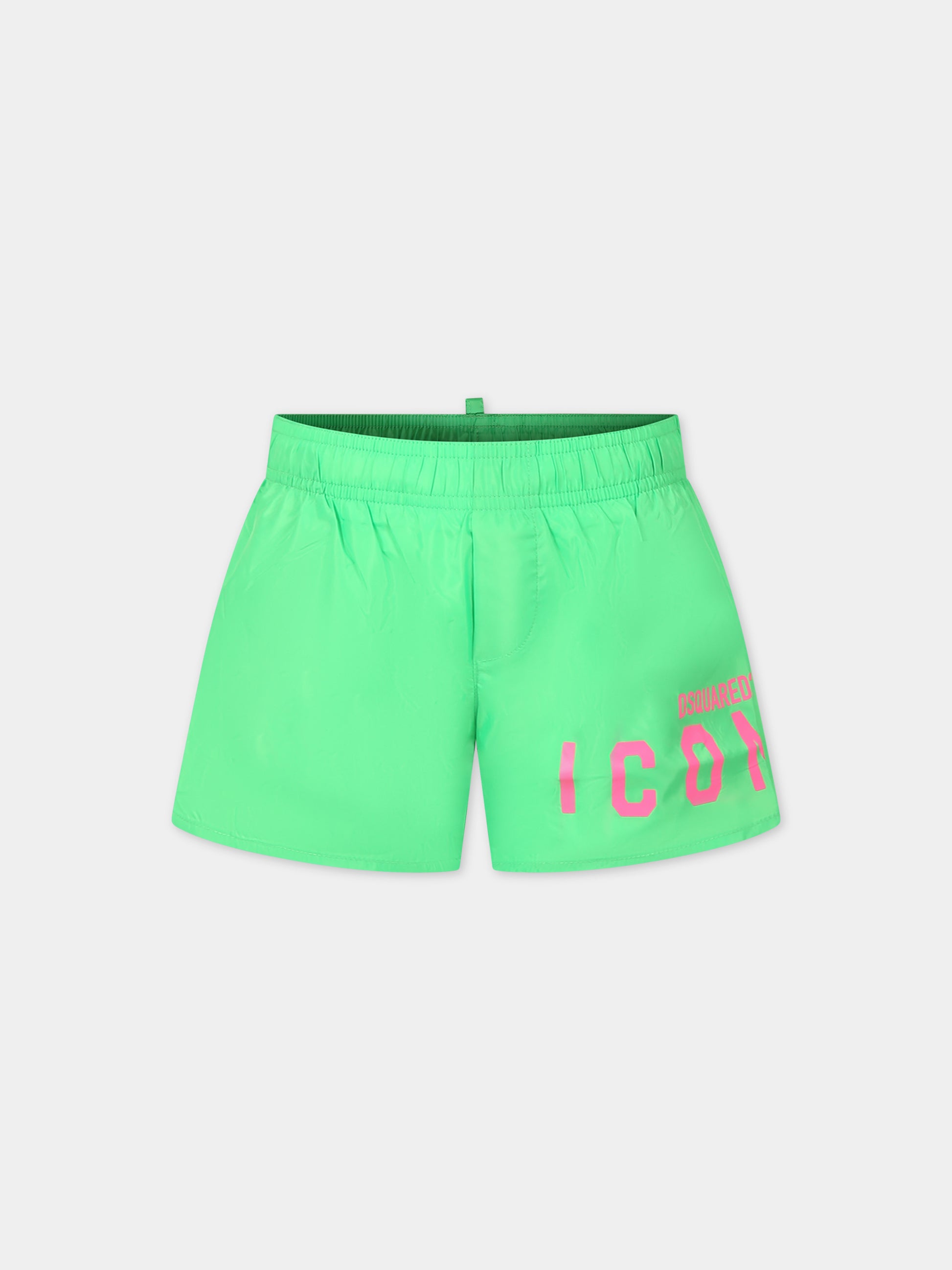 Boxer mare verde per bambino con logo,Dsquared2,DQ2325 D00QK D2M110M DQ584