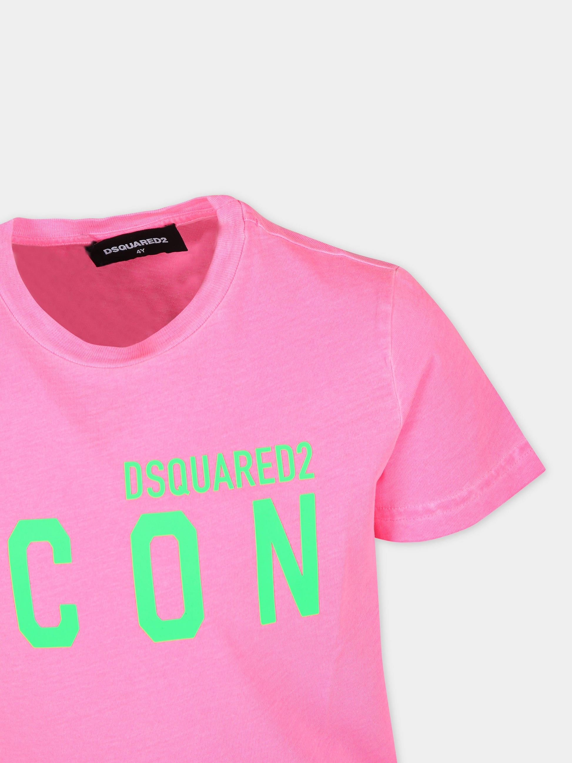T-shirt fucsia per bambini con logo,Dsquared2,DQ2416 D0A80 D2T1068U DQ318