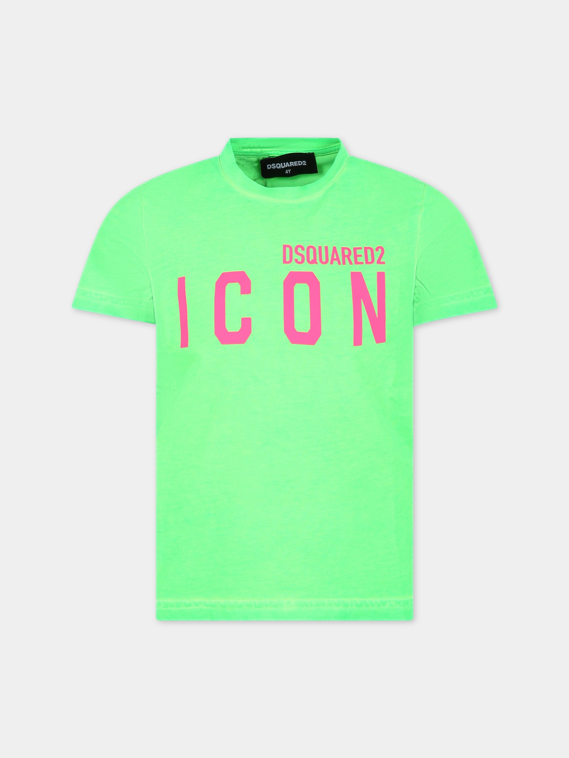 T-shirt verde  per bambini con logo,Dsquared2,DQ2416 D0A80 D2T1068U DQ584