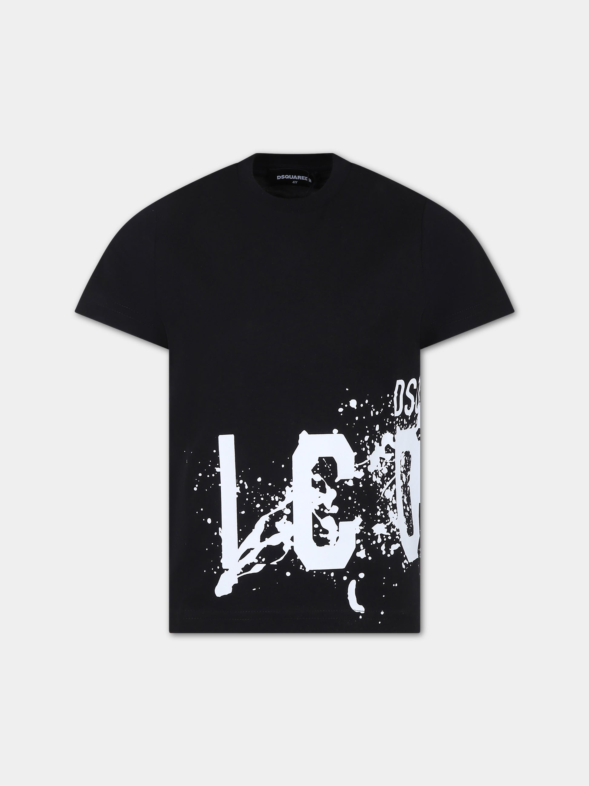 T-shirt nera per bambino con logo,Dsquared2,DQ2419 D00MM D2T1067U DQ900
