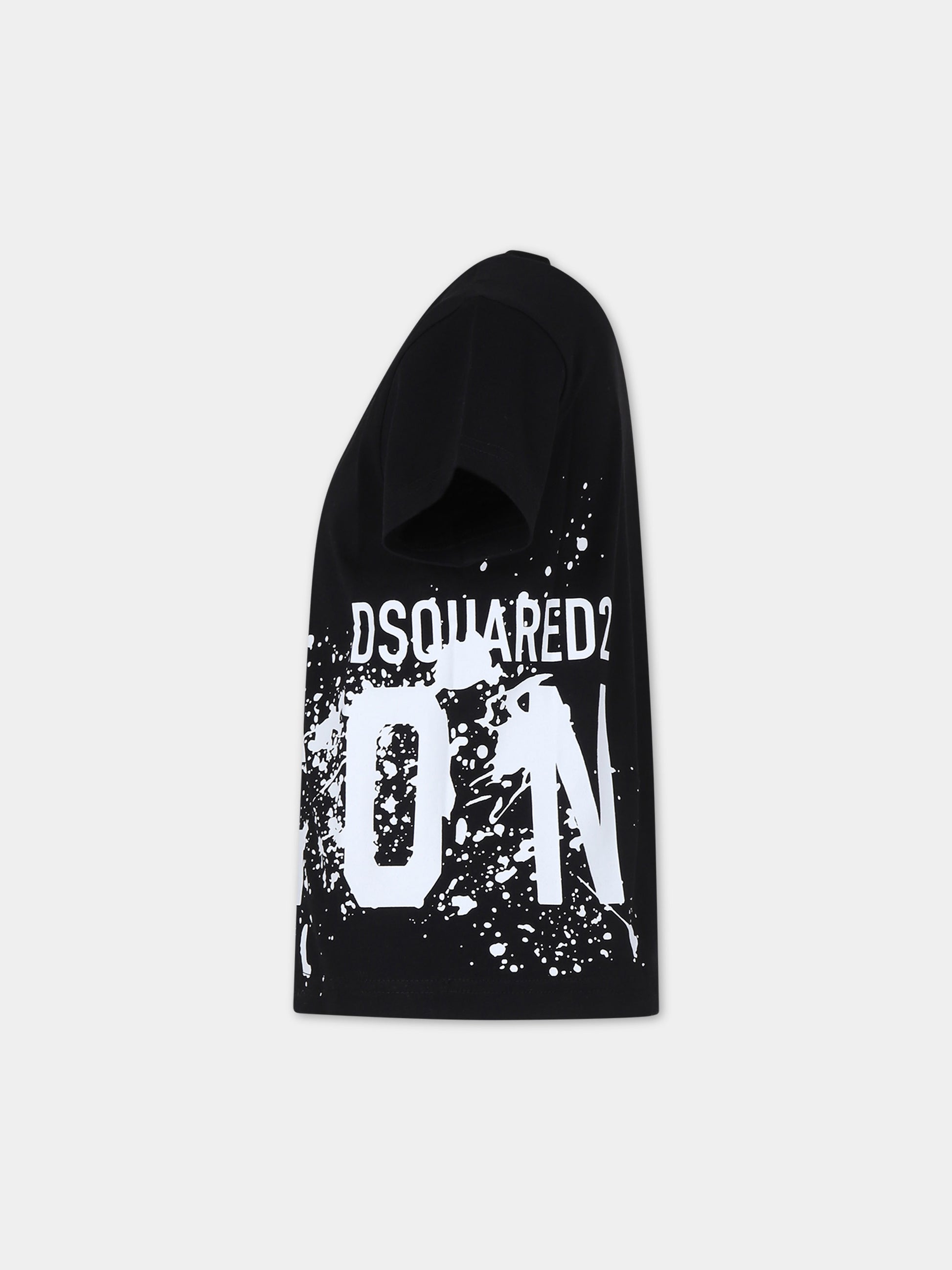 T-shirt nera per bambino con logo,Dsquared2,DQ2419 D00MM D2T1067U DQ900