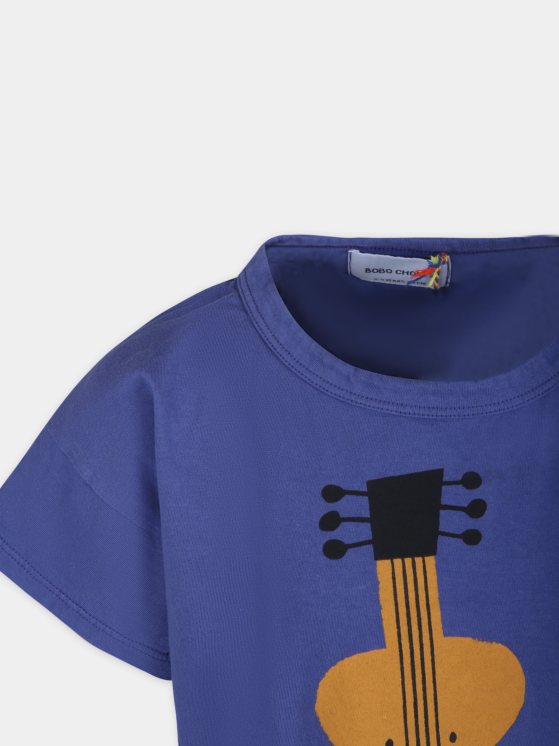 T-shirt blu per bambini con chitarra,Bobo Choses,124AC009