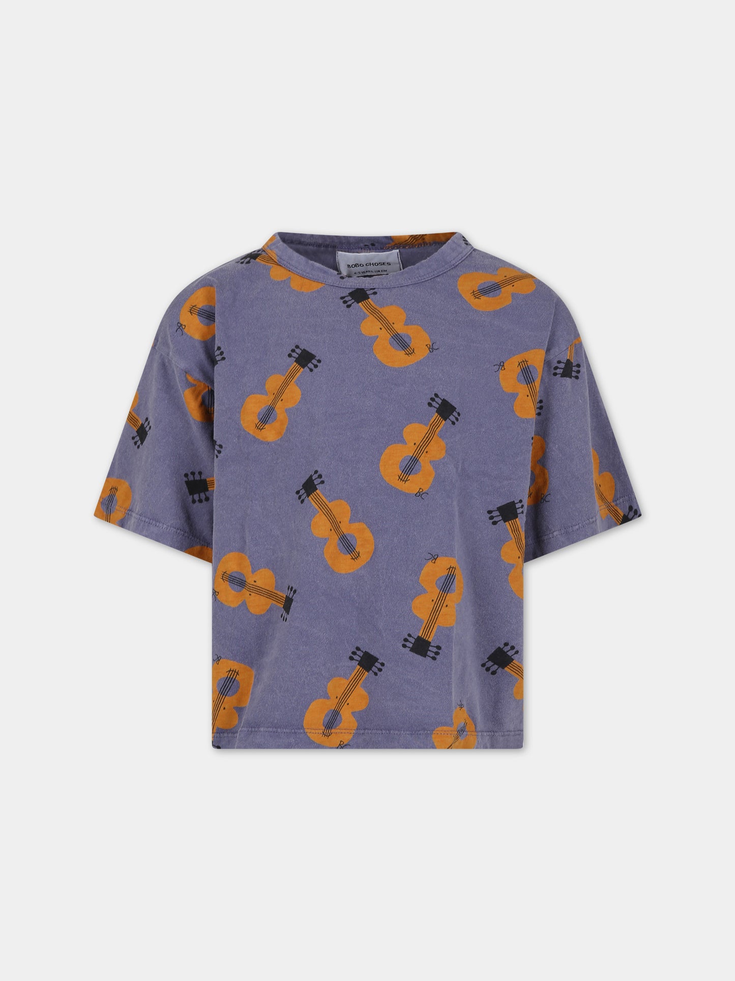 T-shirt viola per bambini con chitarre,Bobo Choses,124AC014