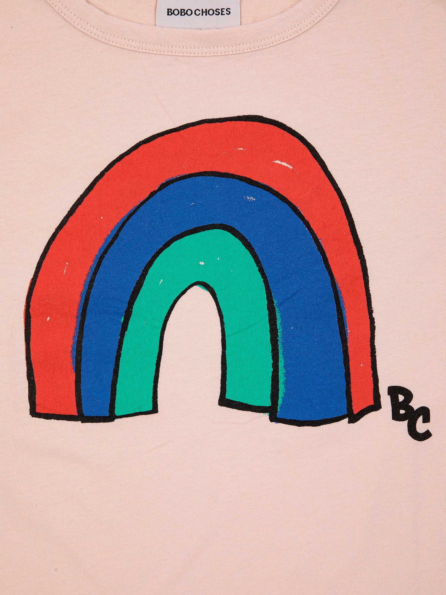 T-shirt rosa per bambini con stampa arcobaleno,Bobo Choses,124AC011