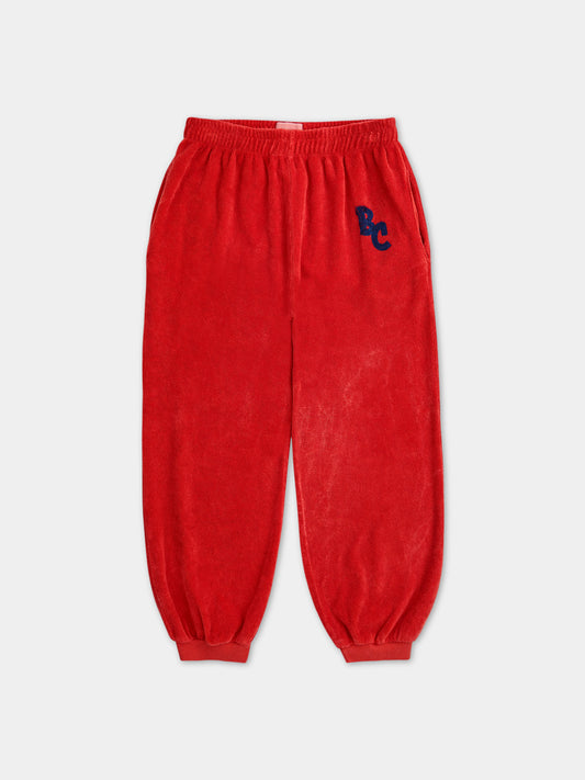 Pantaloni rossi per bambini con logo,Bobo Choses,124AC101
