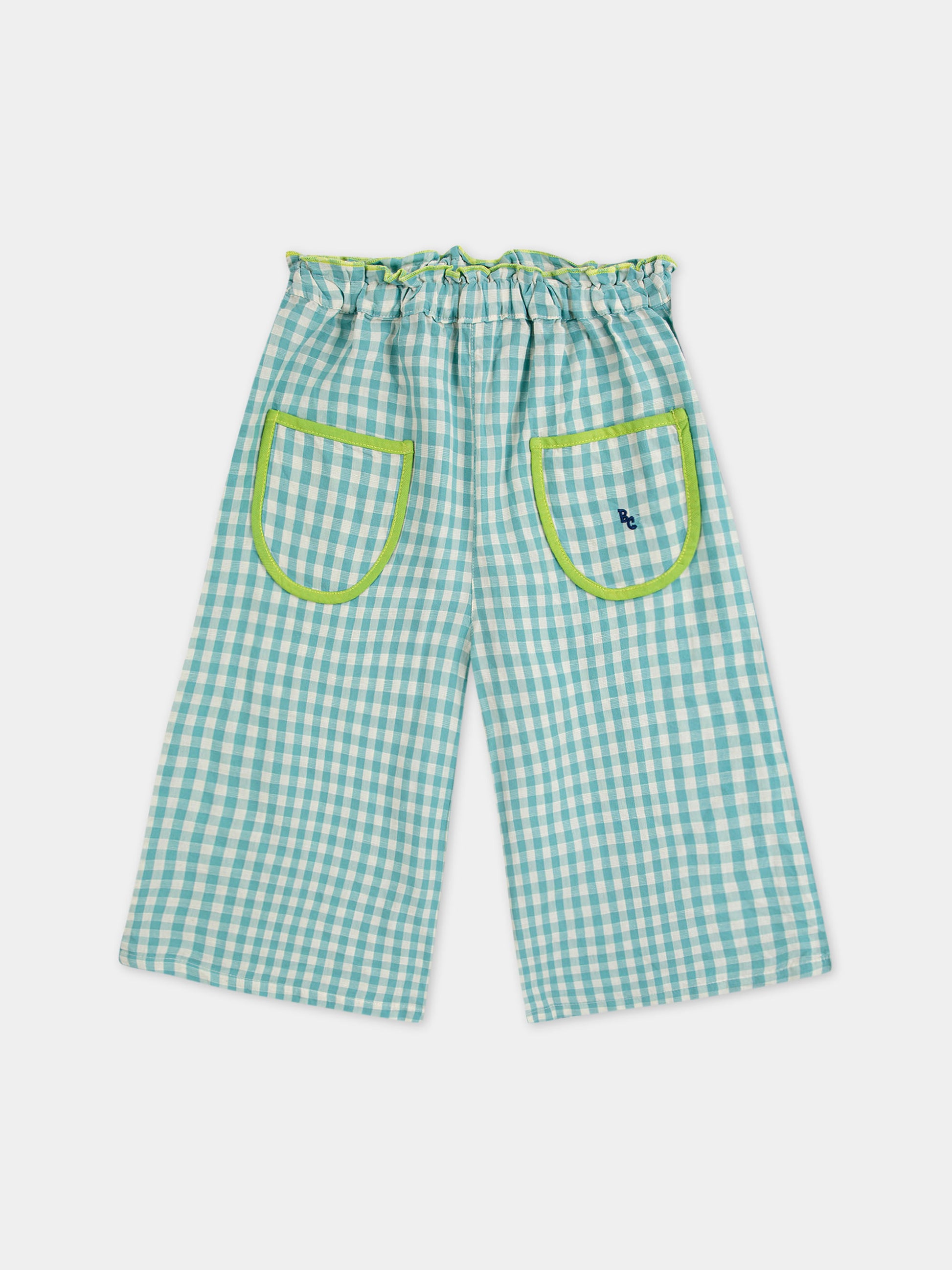 Pantaloni celesti per bambina a quadretti,Bobo Choses,124AC112