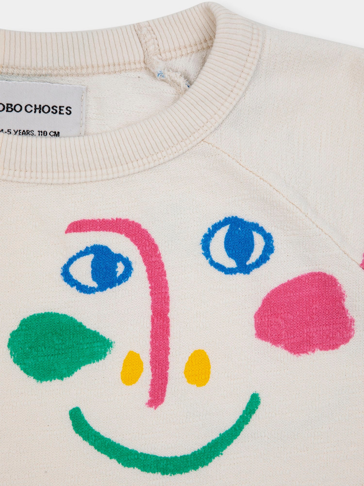 Felpa avorio per bambina con viso multicolor all-over,Bobo Choses,124AC040
