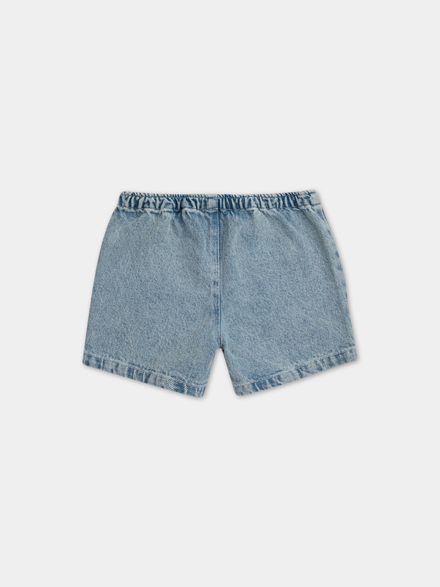 Shorts in denim per neonato con tasche gialle e logo,Bobo Choses,124AB081