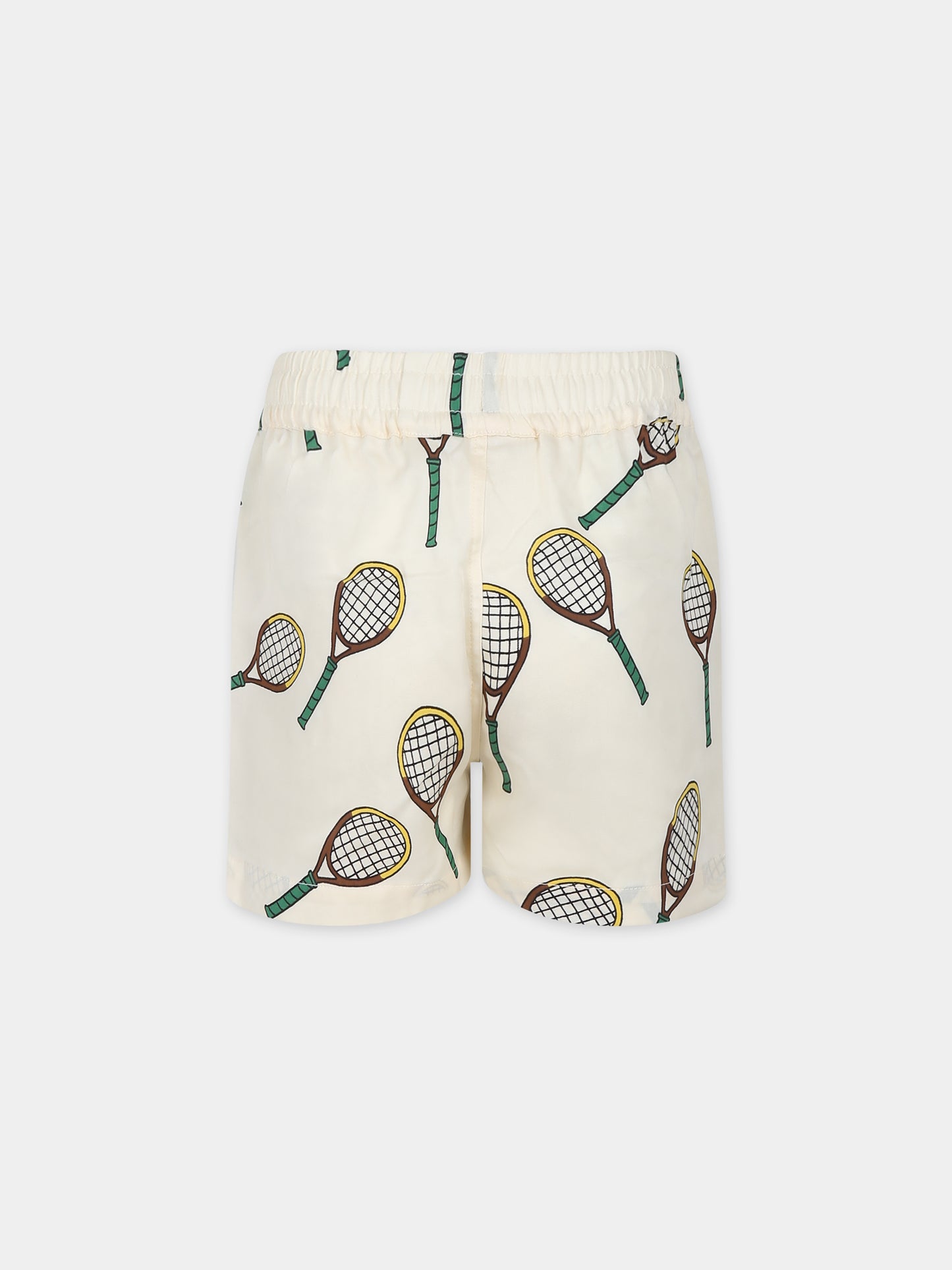 Shorts avorio per bambini con racchette da tennis,Mini Rodini,2423010211
