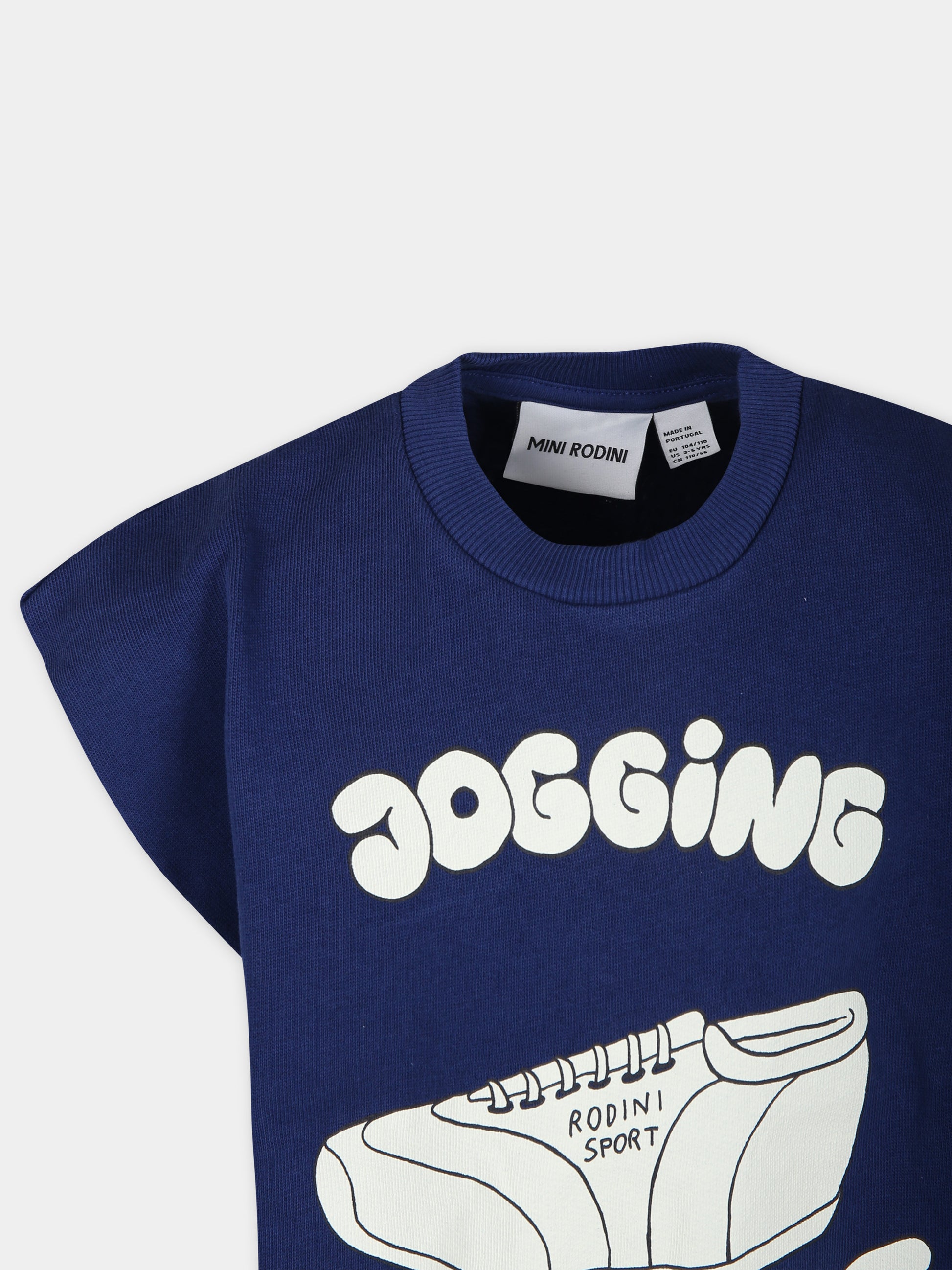 Felpa blu per bambini con stampa sneakers da jogging,Mini Rodini,2422011360