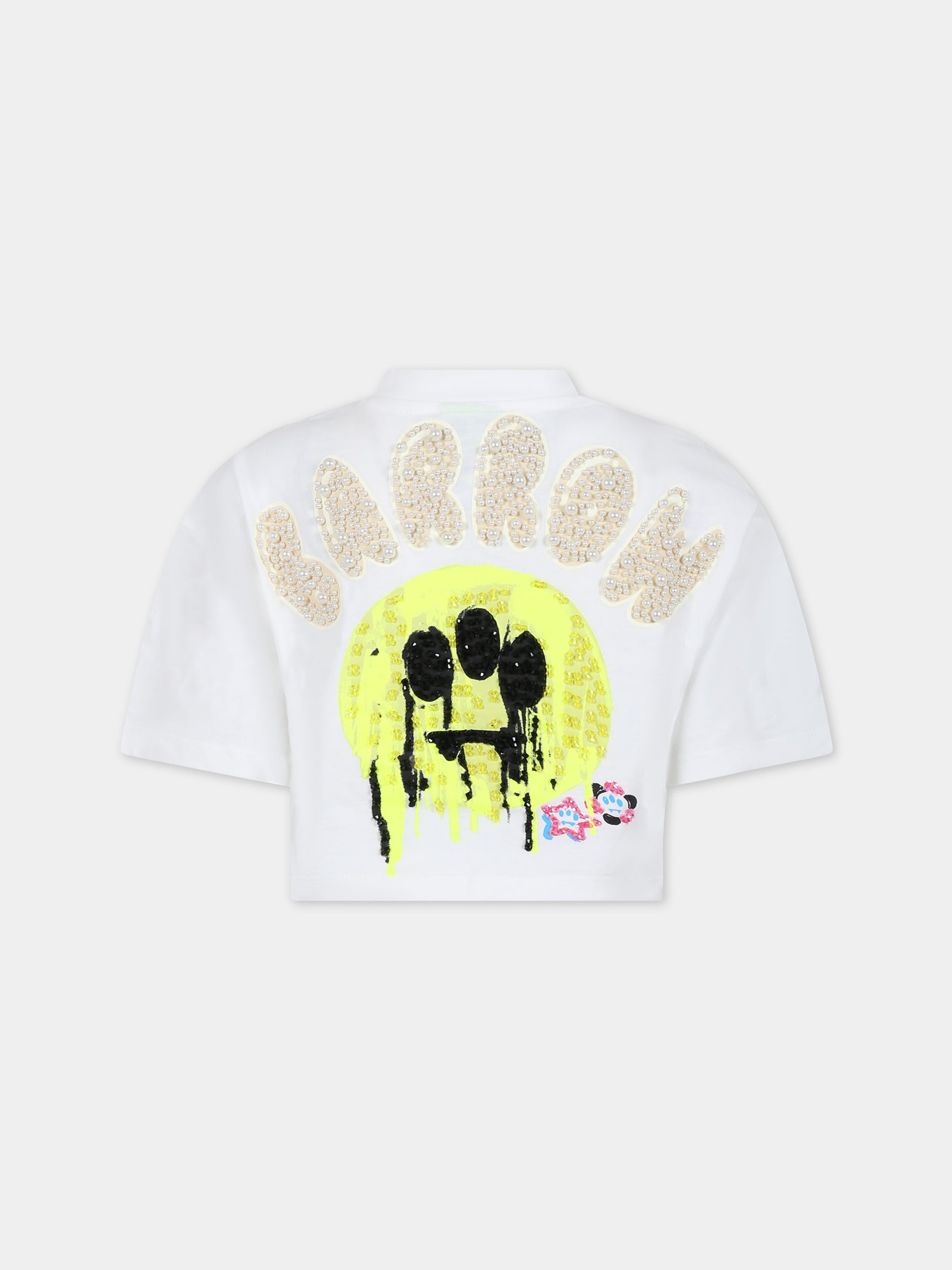 T-shirt bianca per bambina con smile,Barrow,S4BKJGTH122 002