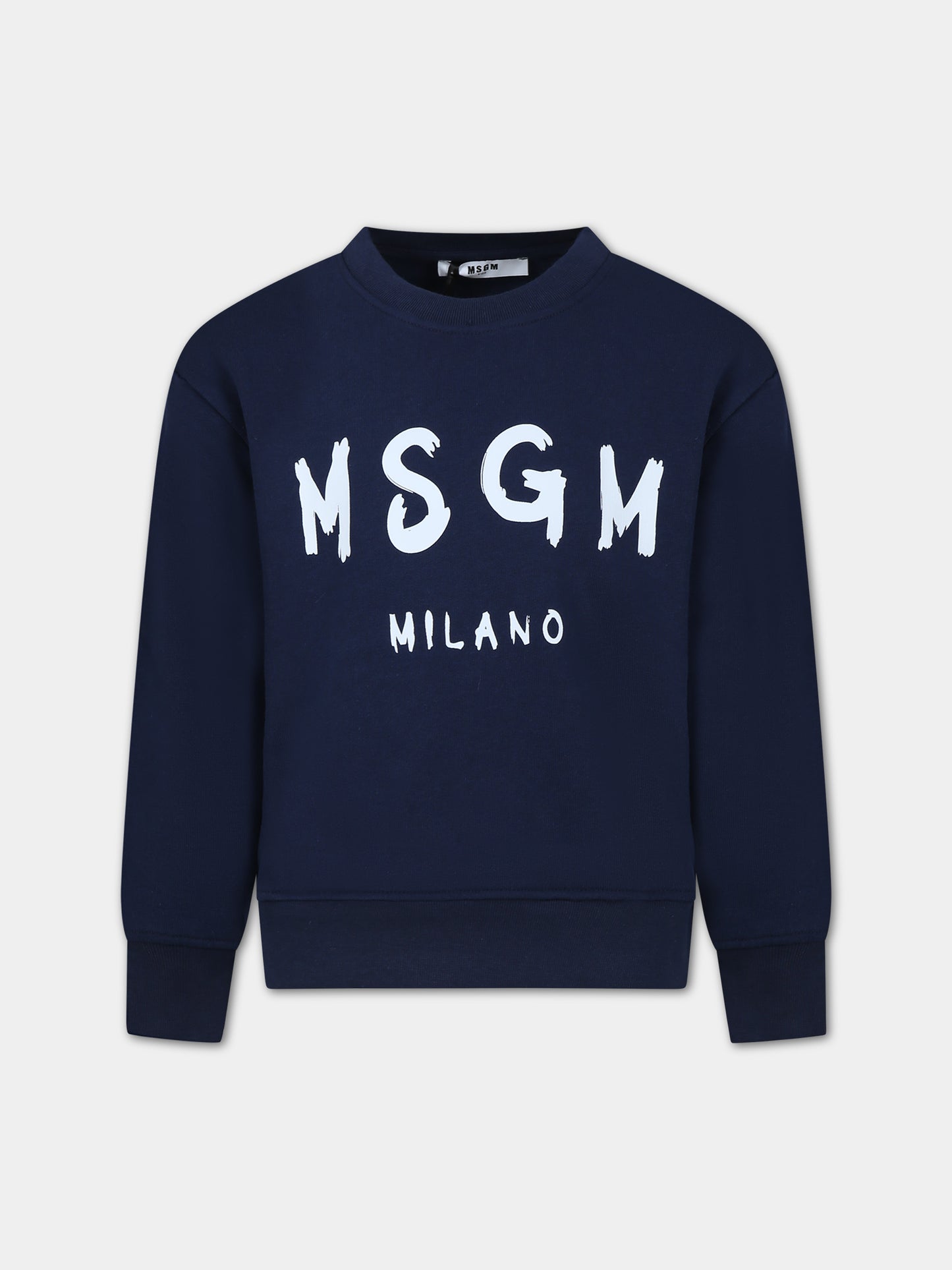 Felpa blu per bambini con logo,Msgm Kids,S4MSJUSW022 060