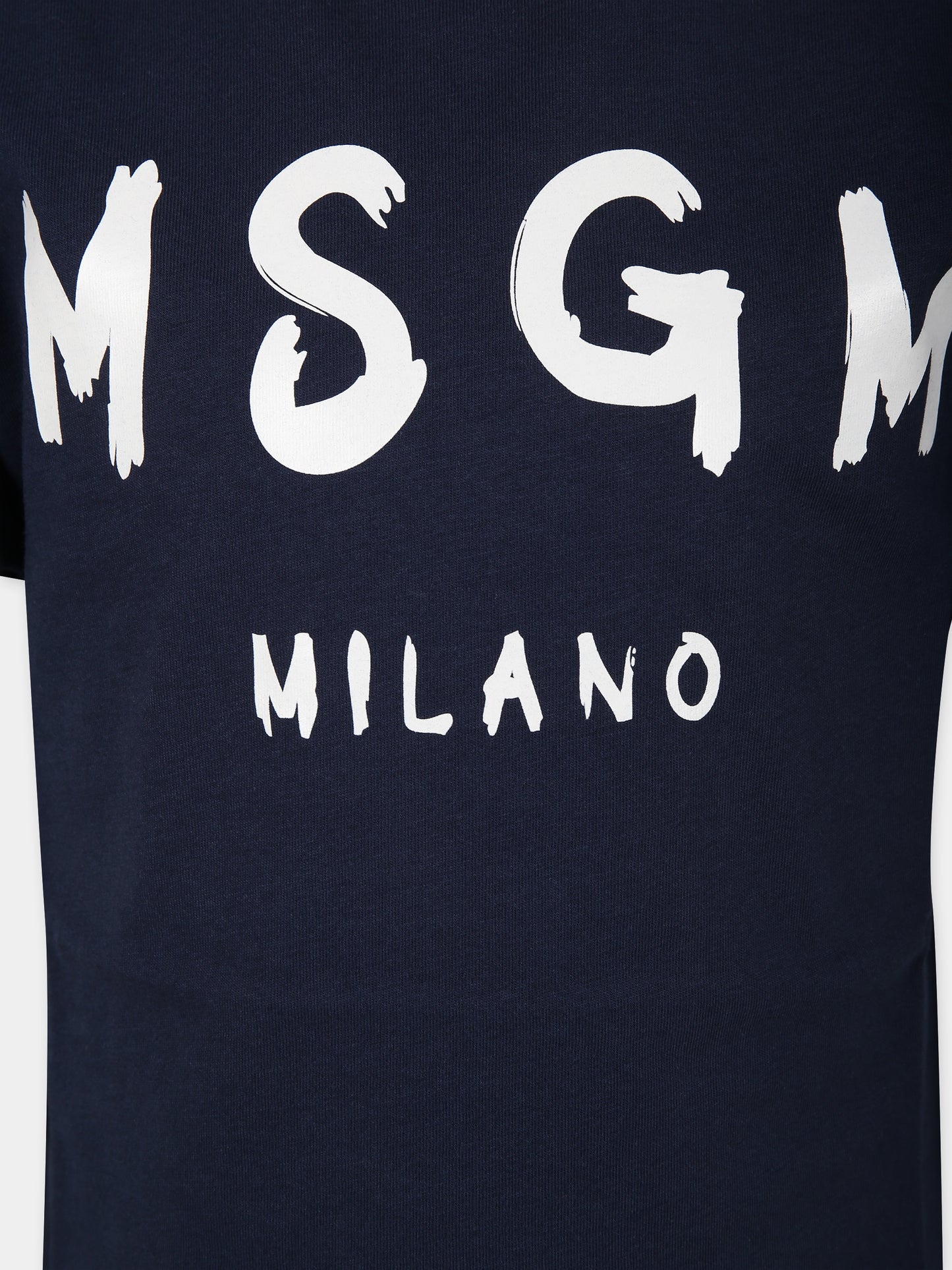 T-shirt blu per bambini con logo,Msgm Kids,S4MSJUTH011 060