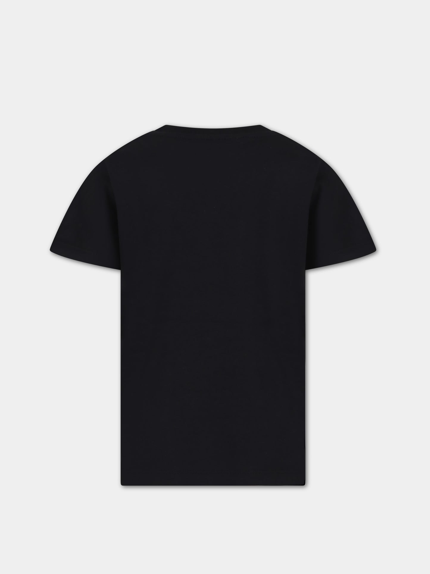 T-shirt nera per bambini con logo,Msgm Kids,S4MSJUTH006 110