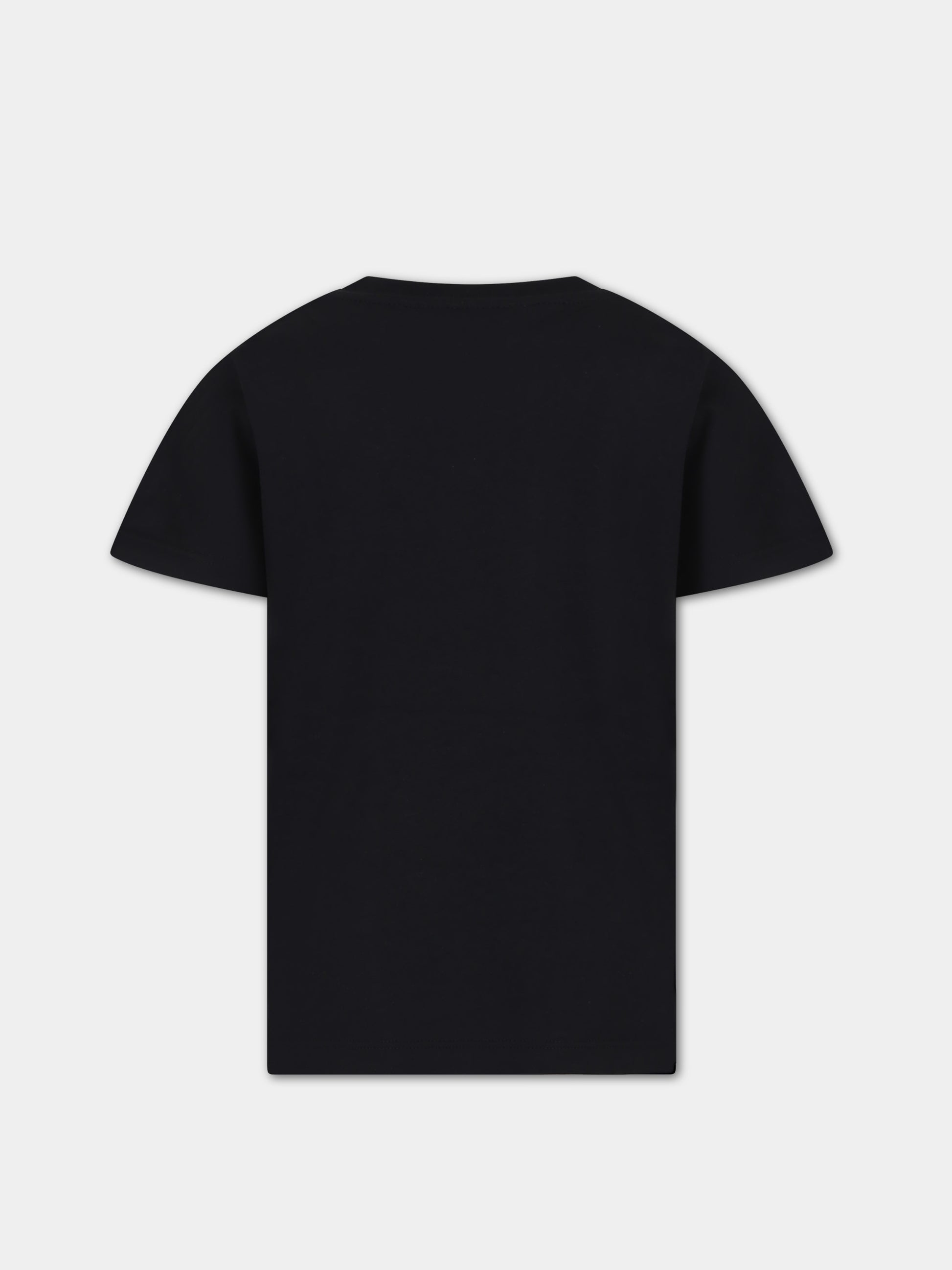 T-shirt nera per bambini con logo,Msgm Kids,S4MSJUTH006 110