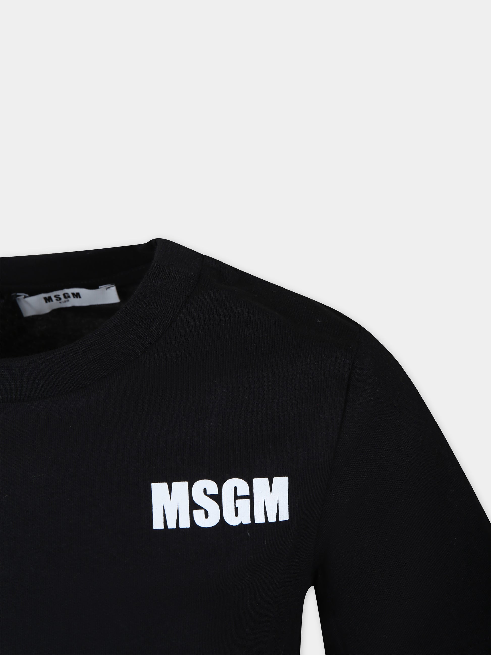 T-shirt nera per bambina con logo,Msgm Kids,S4MSJGTH007 110